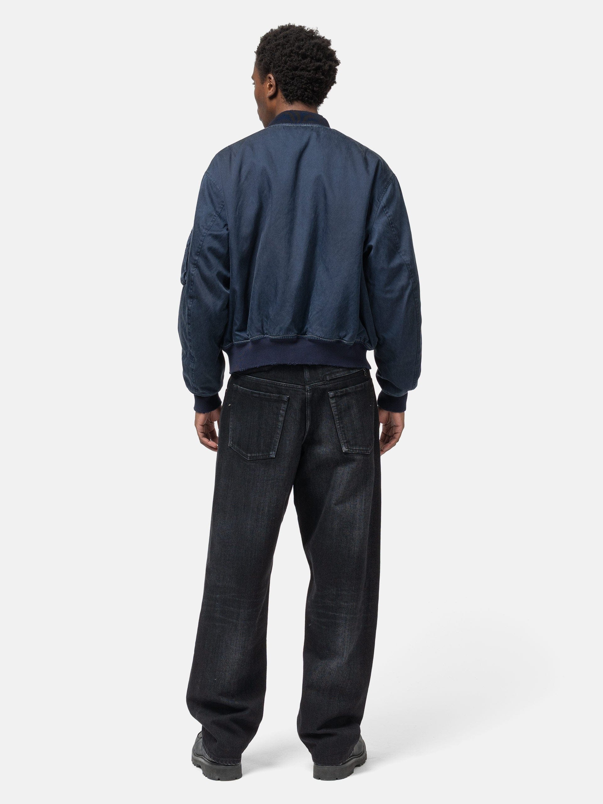 A.PRESSE Vintage Silk Flight Jacket Navy