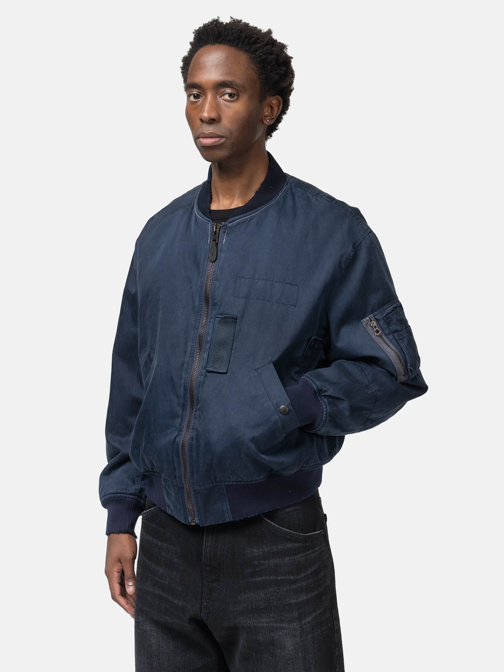 A.PRESSE Vintage Silk Flight Jacket Navy