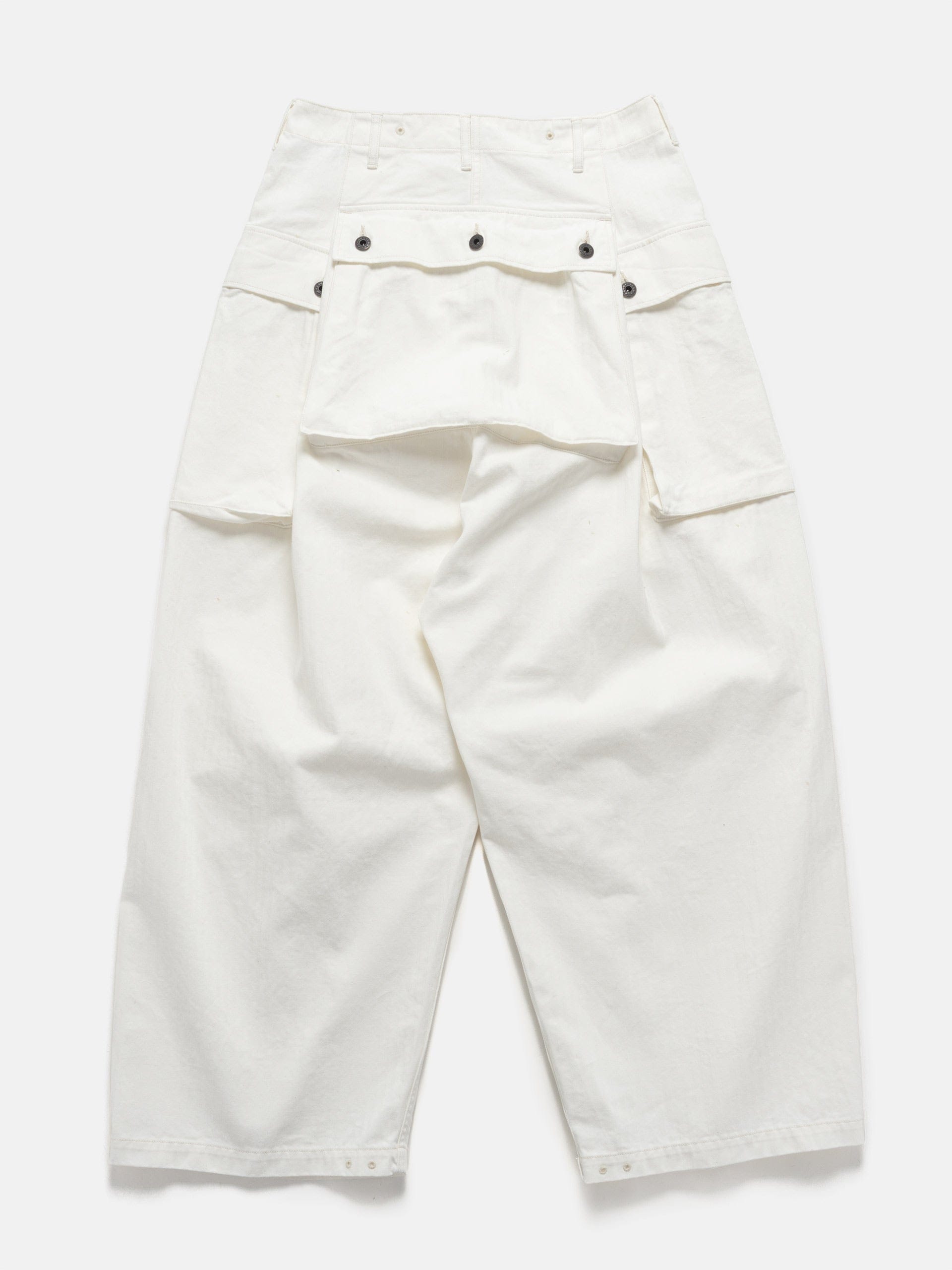 KAPITAL Herringbone Jumbo Monkey Pants White