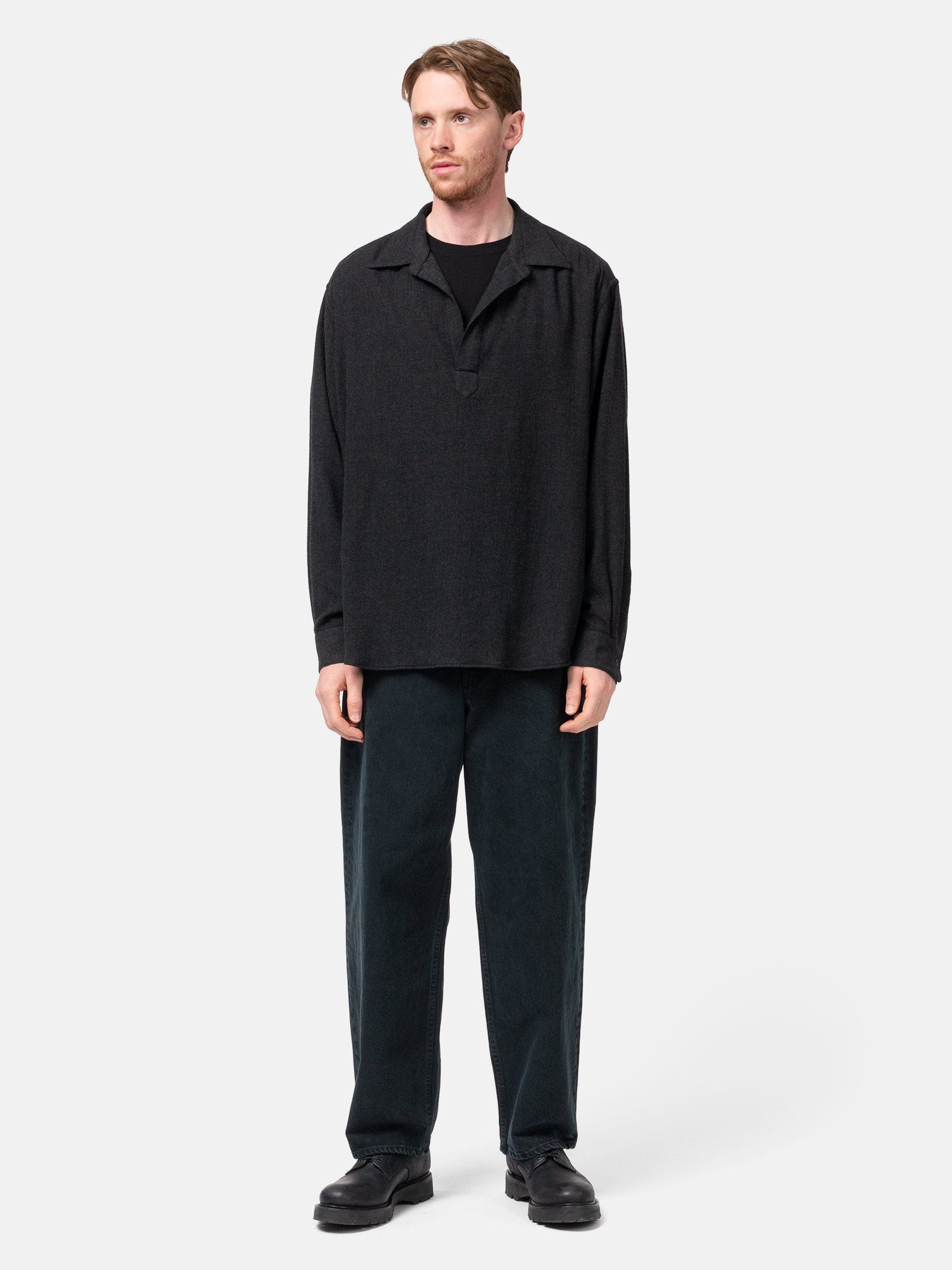 A.PRESSE Wool Skipper Shirt Charcoal