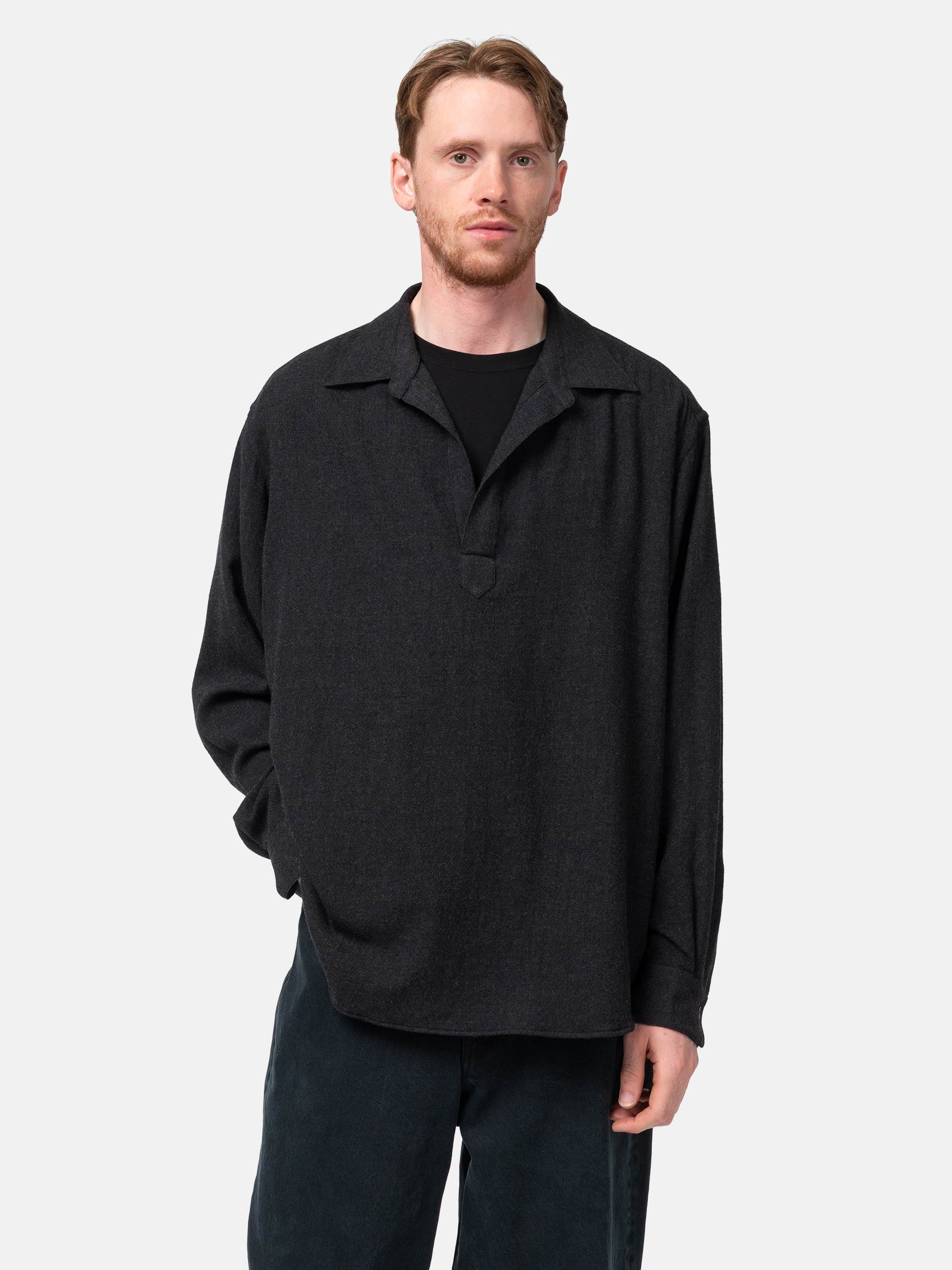 A.PRESSE Wool Skipper Shirt Charcoal