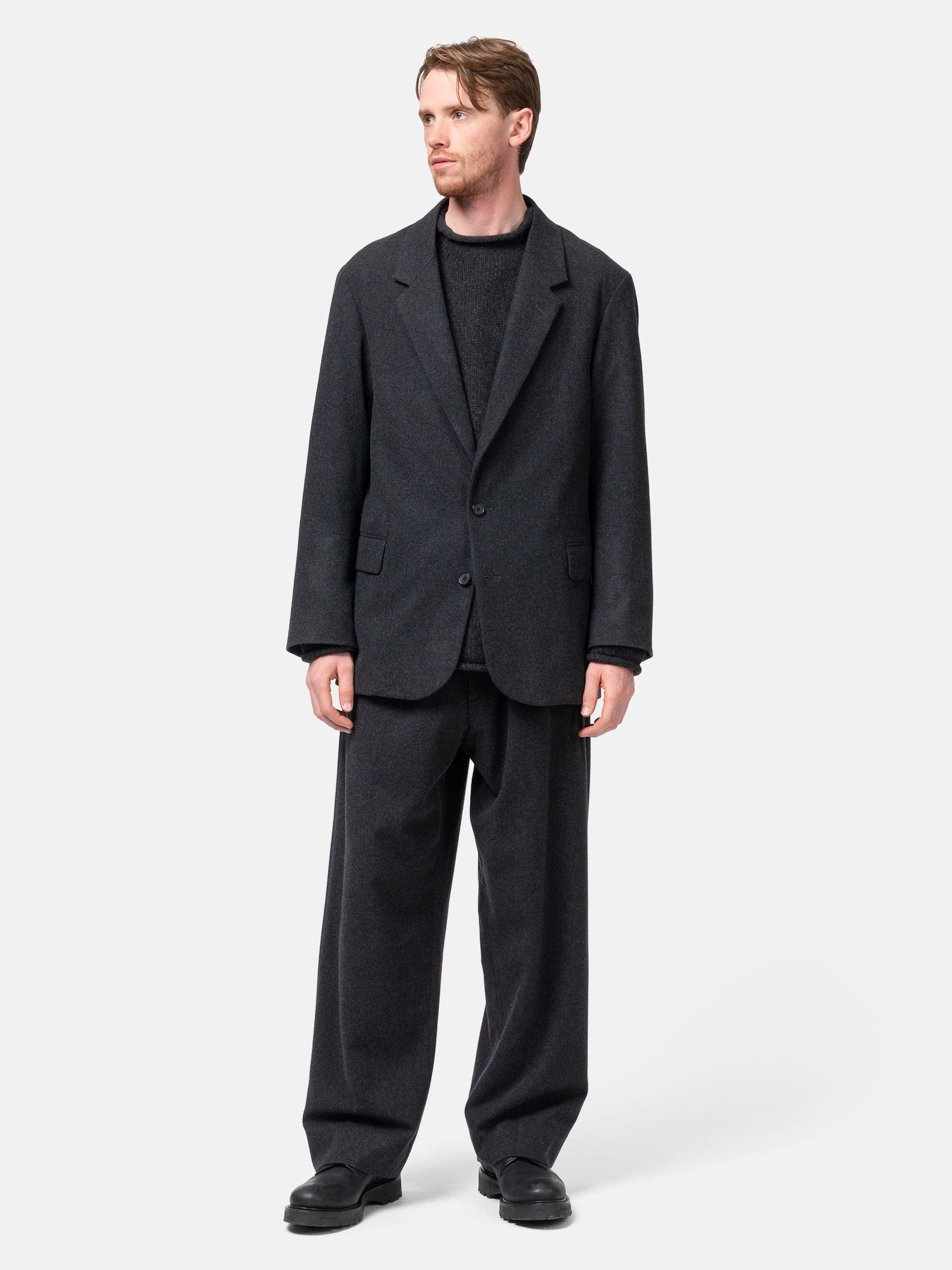 A.PRESSE Wool Flannel Jacket Charcoal