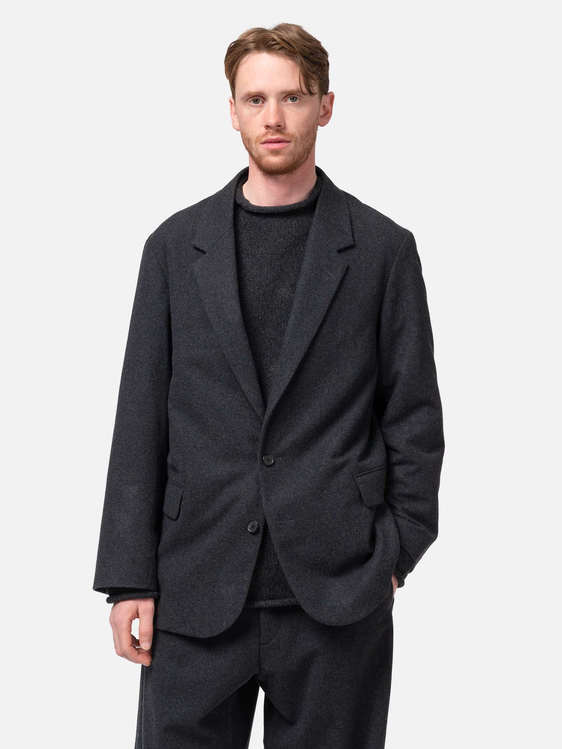 A.PRESSE Wool Flannel Jacket Charcoal