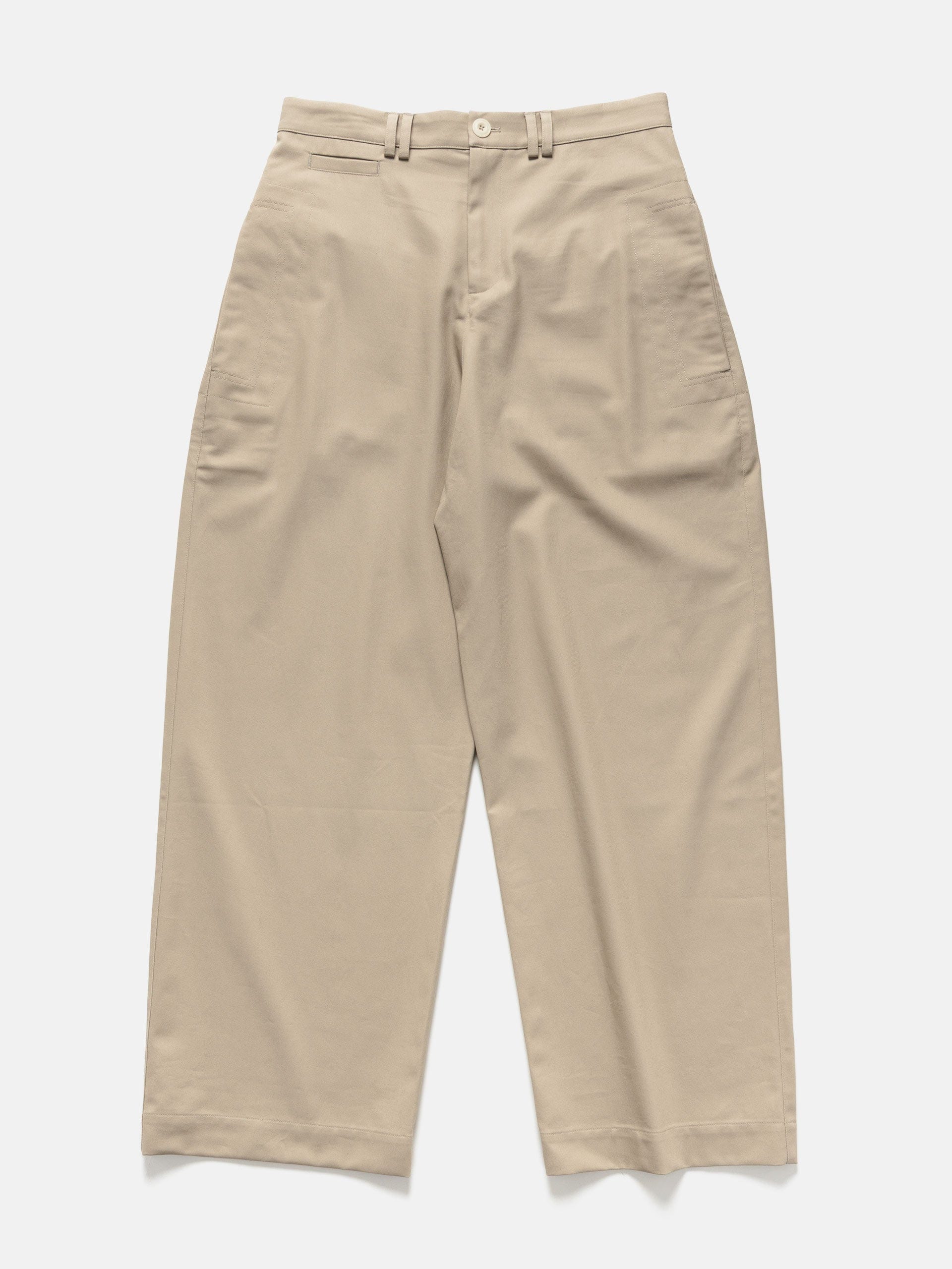 SAGE NATION Wide Tailored Trouser Cotton Twill Beige