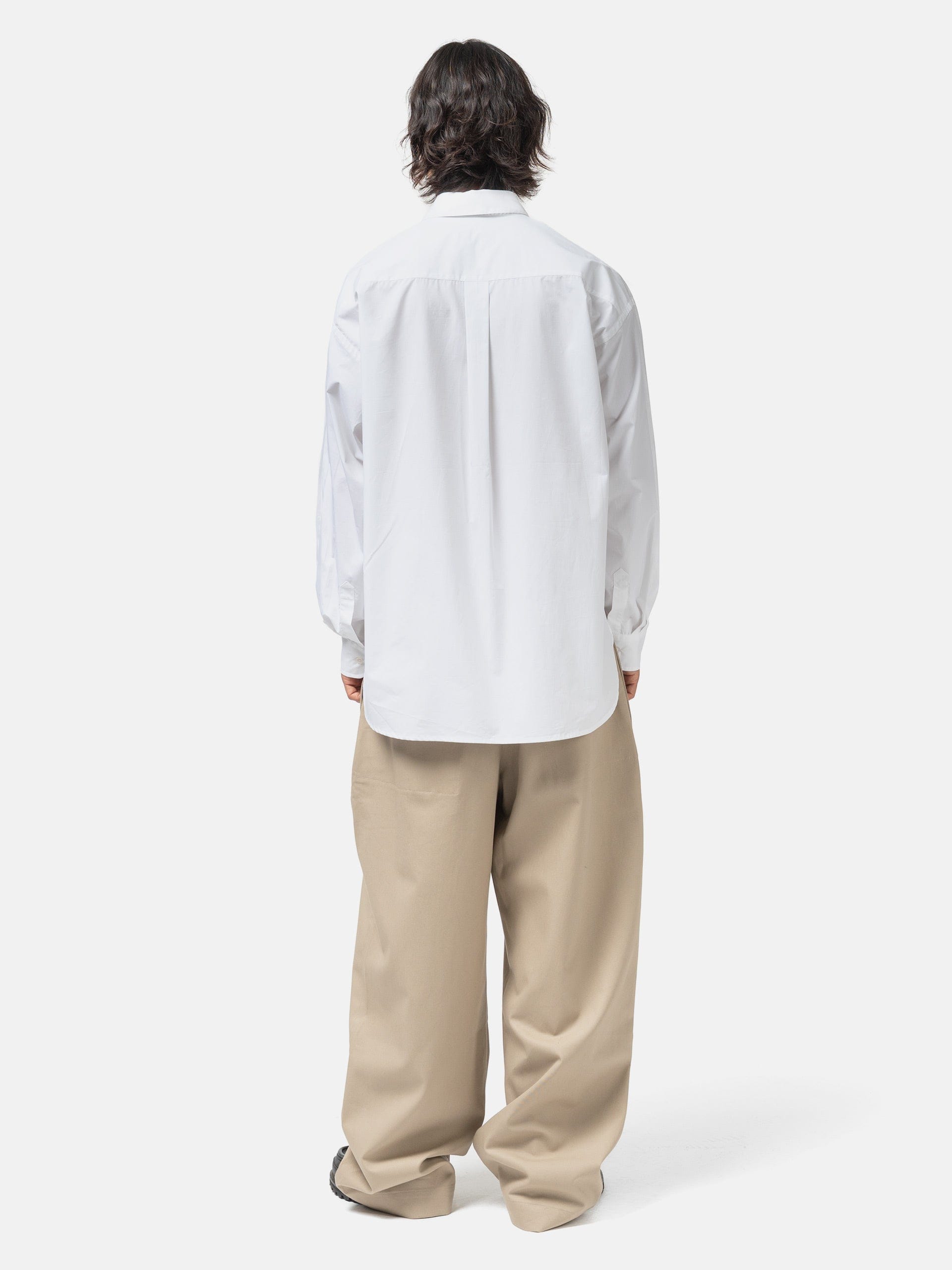 SAGE NATION Wide Tailored Trouser Cotton Twill Beige