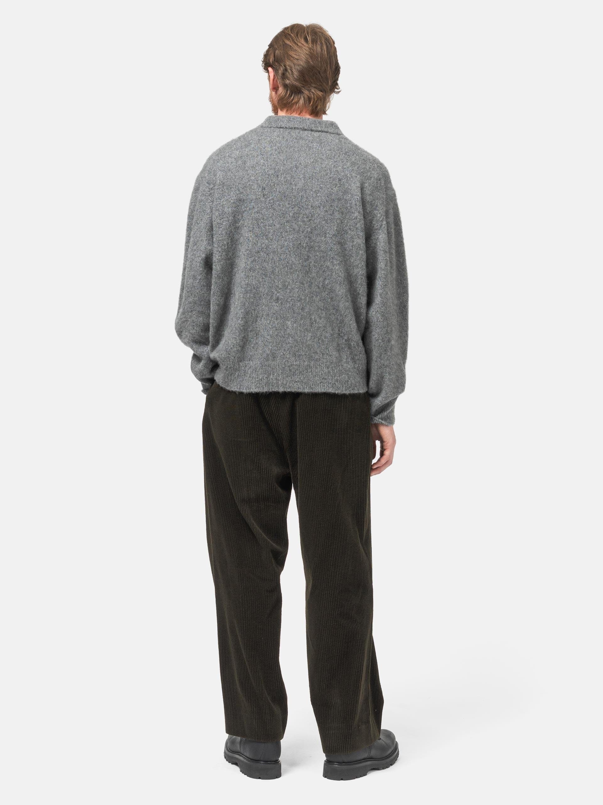 A.PRESSE Wool Corduroy Wide Tapered Trousers Khaki