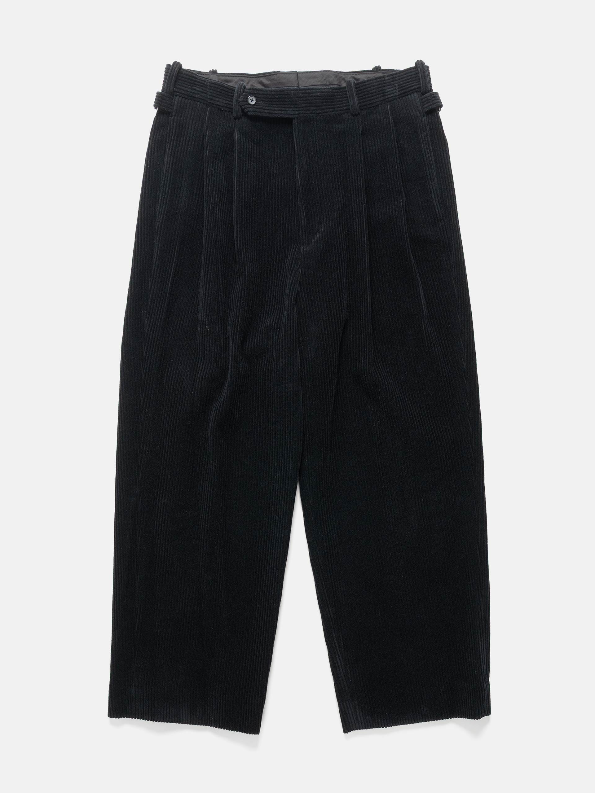 A.PRESSE Wool Corduroy Wide Tapered Trousers Black