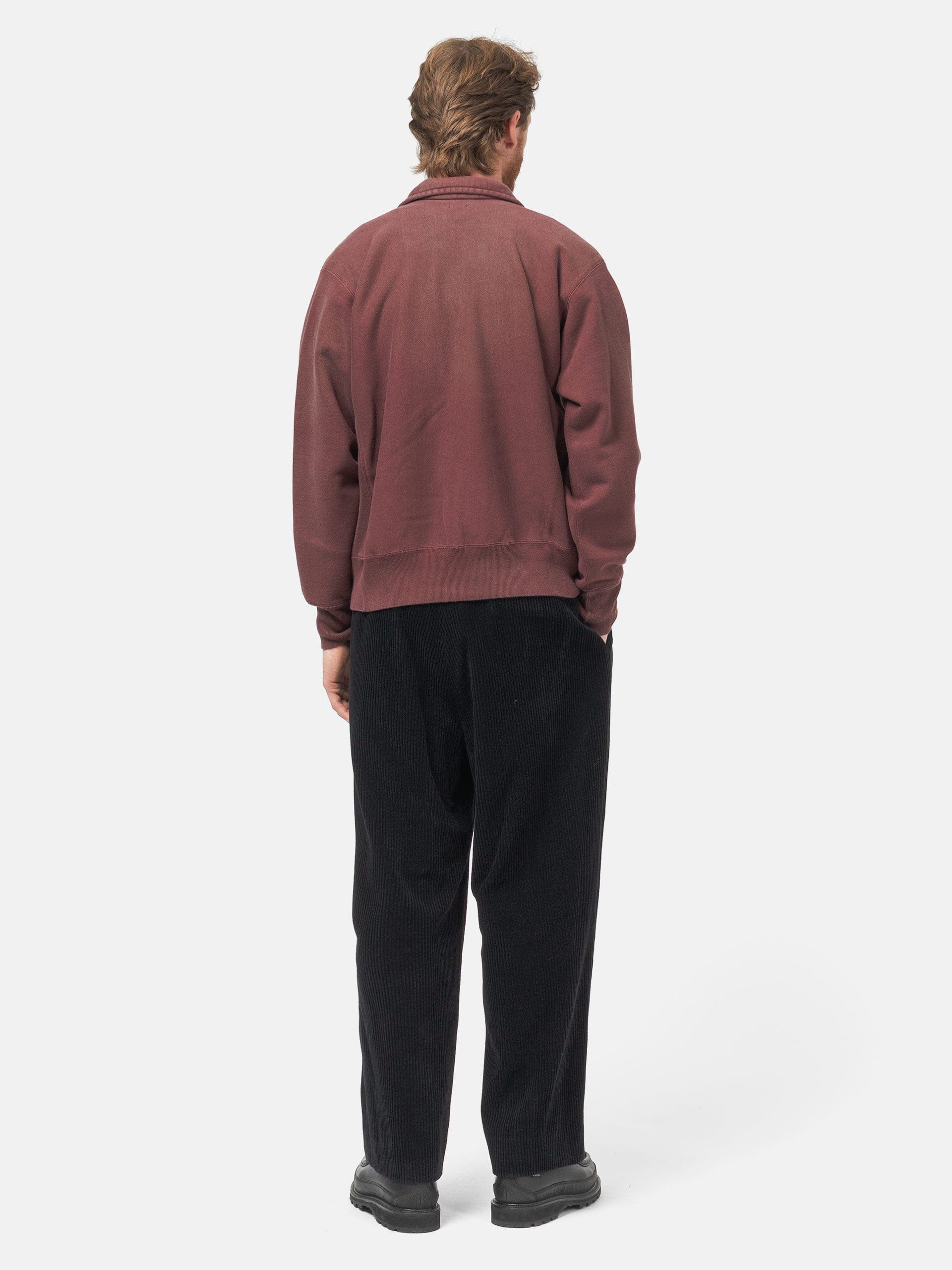 A.PRESSE Wool Corduroy Wide Tapered Trousers Black
