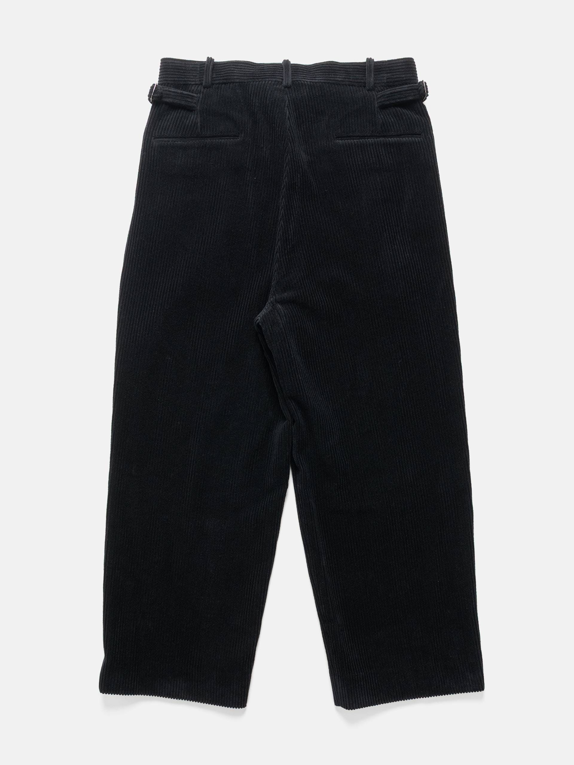 A.PRESSE Wool Corduroy Wide Tapered Trousers Black