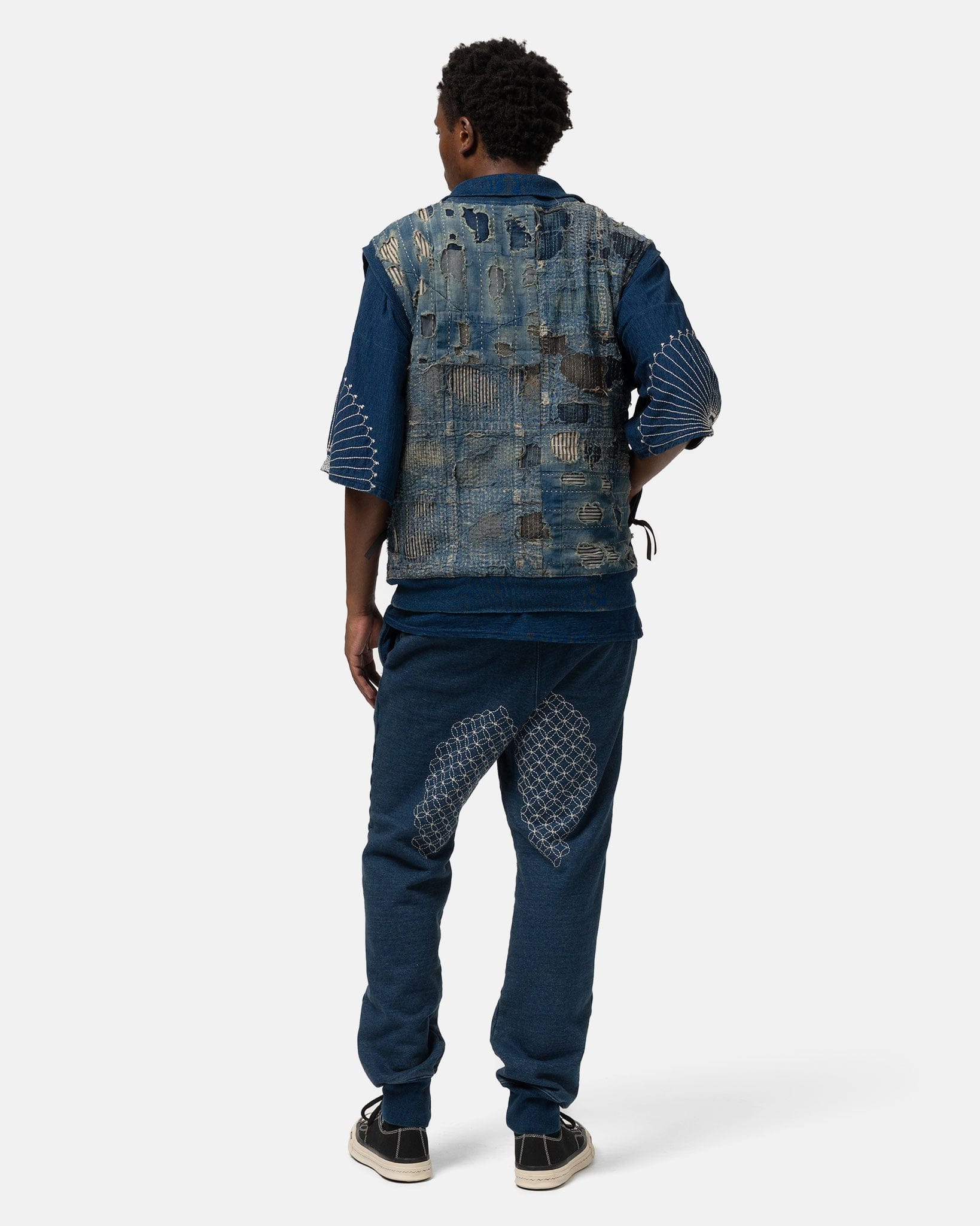 KAPITAL IDG Fleecy Knit SWT Pants (FUROSHIKI Embroidery) Indigo
