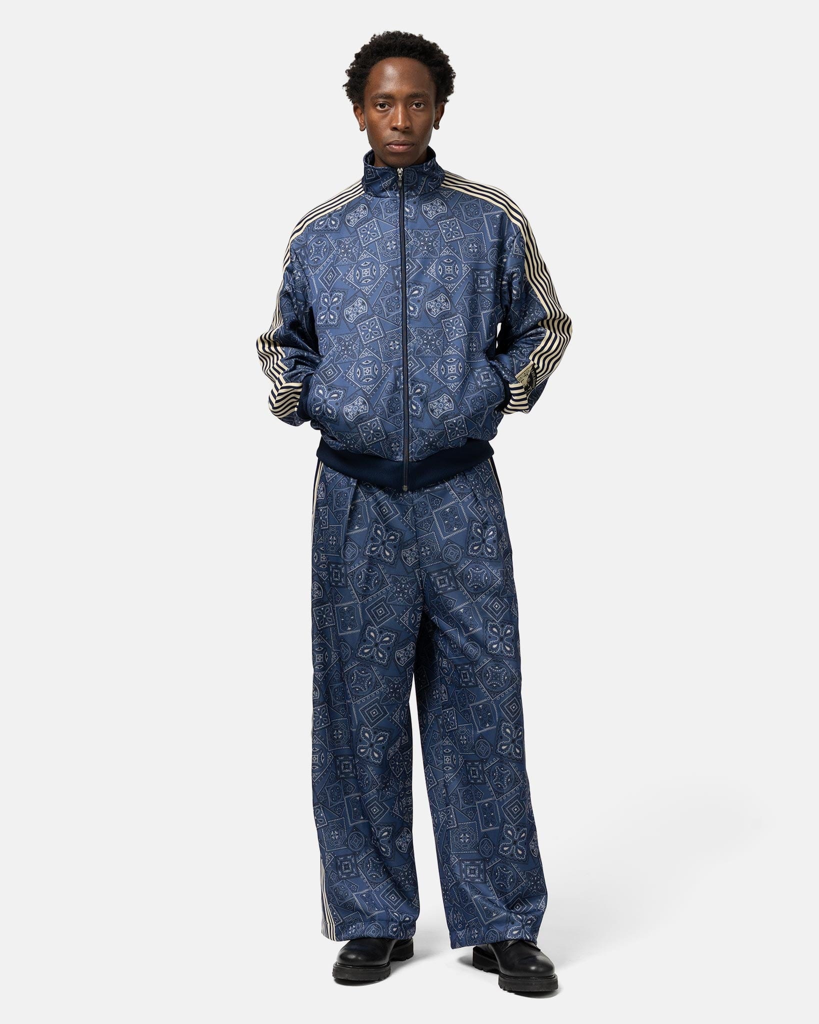 KAPITAL Smooth Jersey COOKIE Bandana Track JKT Navy