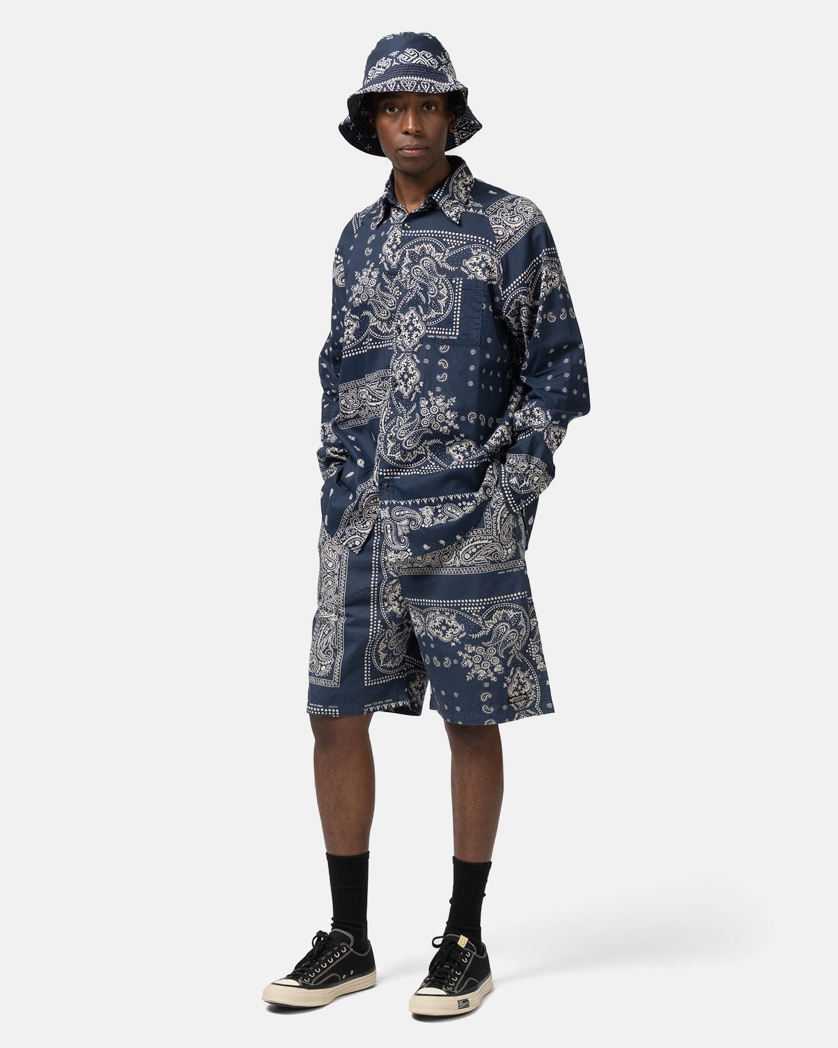 KAPITAL Combed Burberry RAT BRAND Bandana Patchwork EASY Short Pants Aubergine