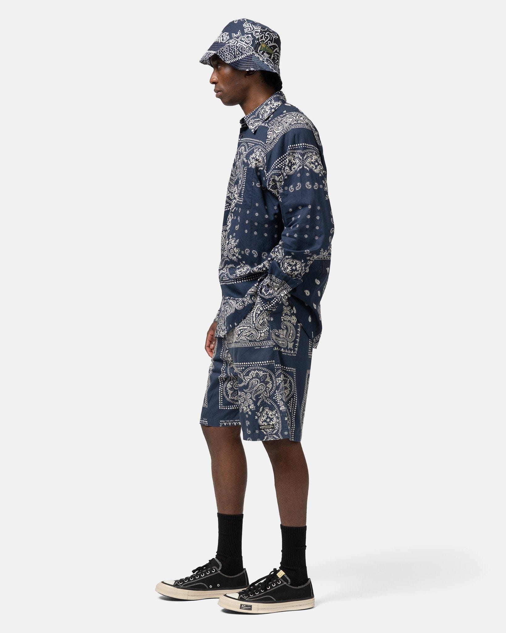KAPITAL Combed Burberry RAT BRAND Bandana Patchwork EASY Short Pants Aubergine