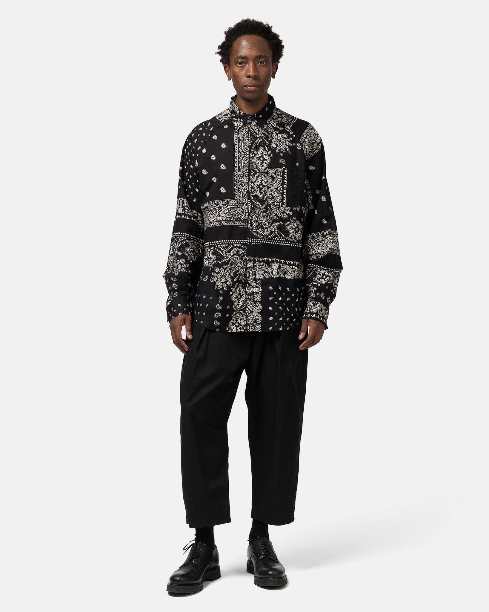 KAPITAL Gauze RAT BRAND Bandana Patchwork Raglan Shirt Black