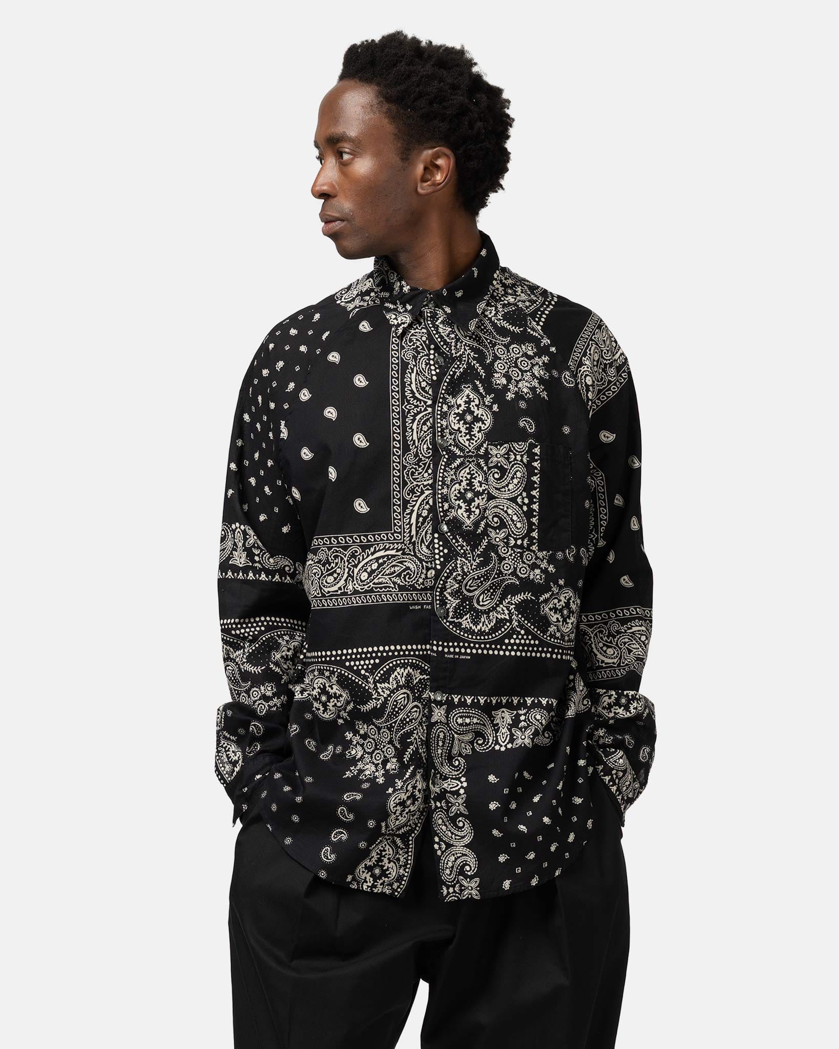 KAPITAL Gauze RAT BRAND Bandana Patchwork Raglan Shirt Black
