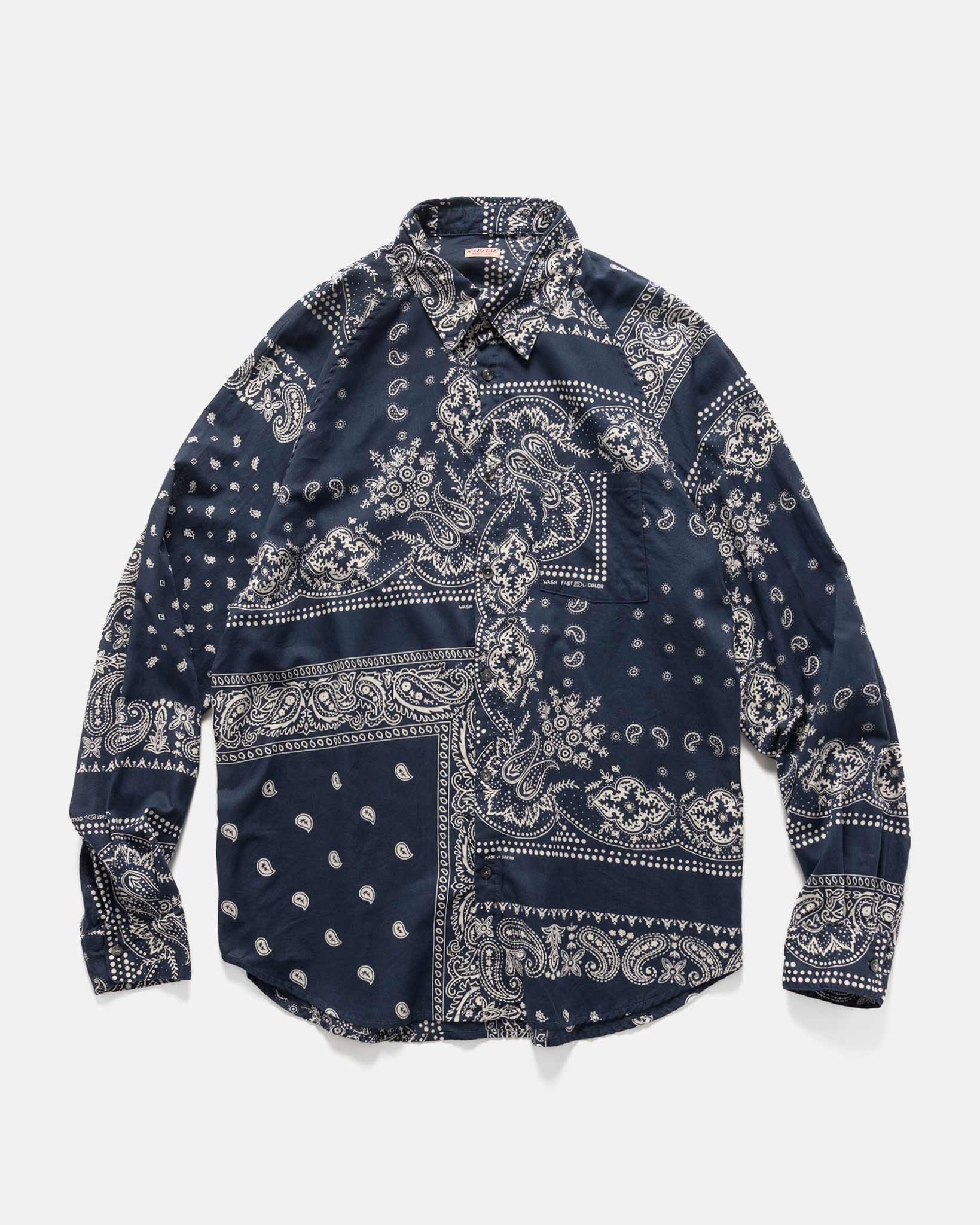 KAPITAL Gauze RAT BRAND Bandana Patchwork Raglan Shirt Aubergine
