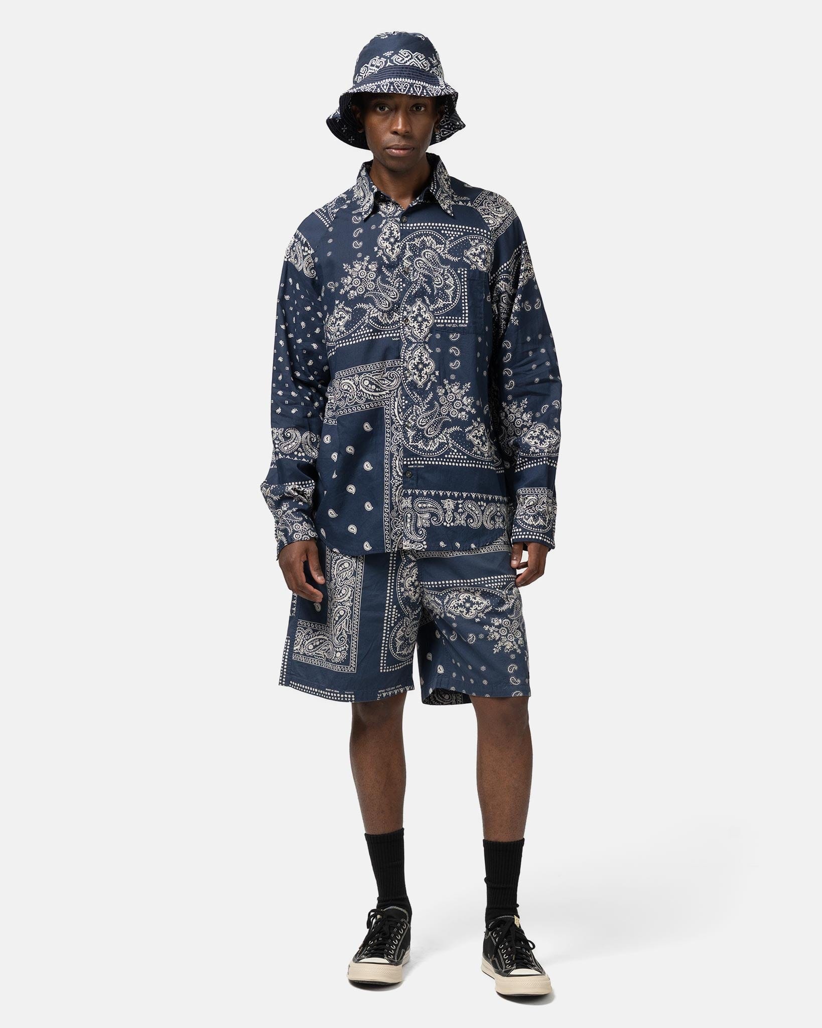 KAPITAL Gauze RAT BRAND Bandana Patchwork Raglan Shirt Aubergine
