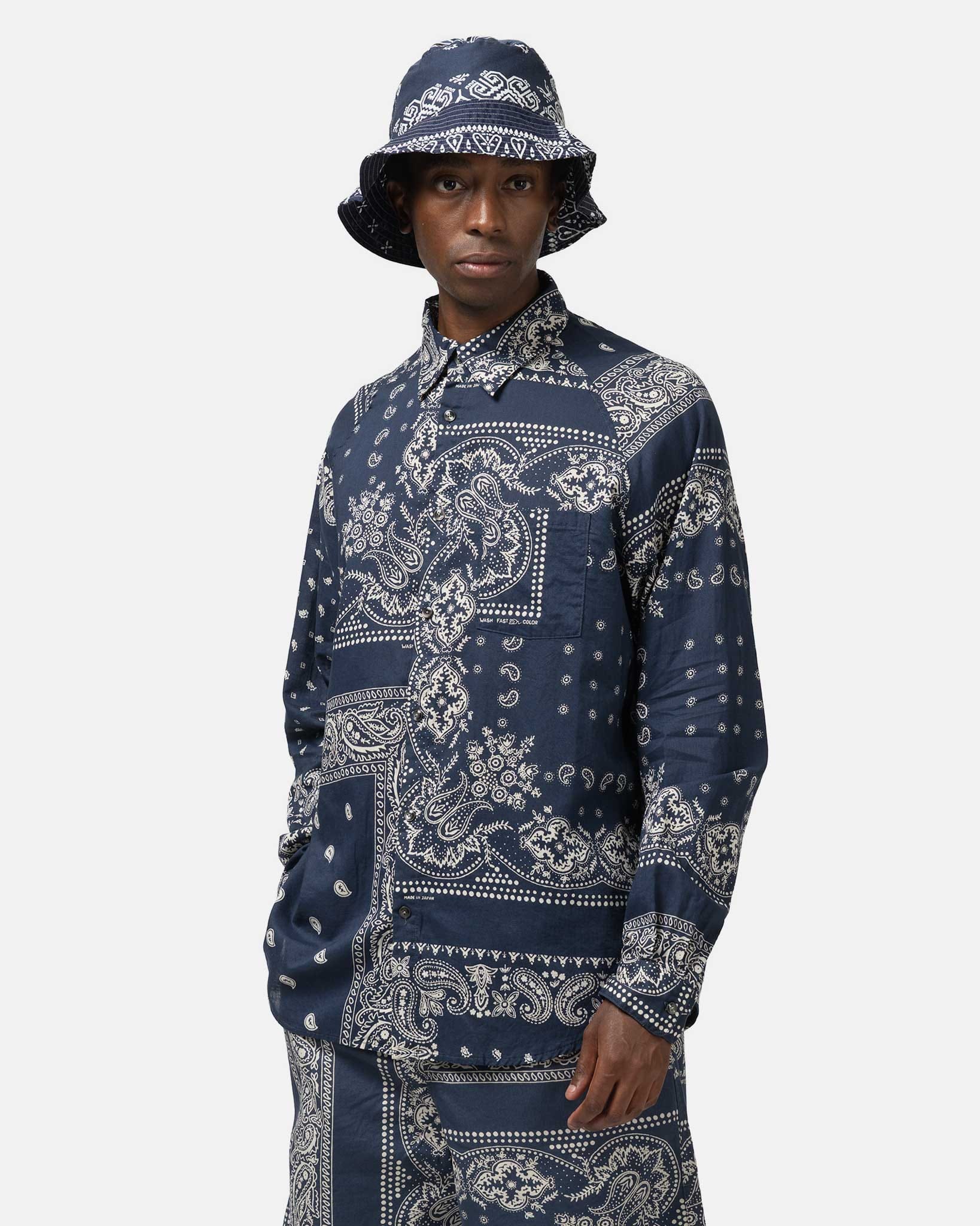 KAPITAL Gauze RAT BRAND Bandana Patchwork Raglan Shirt Aubergine