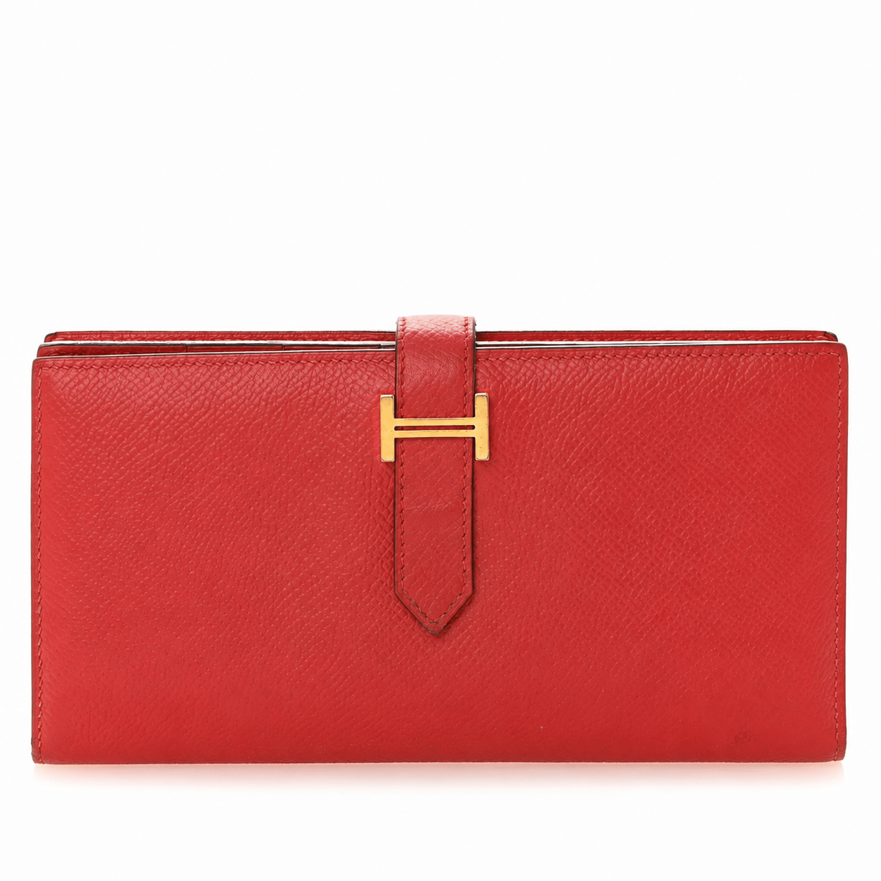 Hermès Béarn Wallet 17 in Rouge Epsom Calfskin Leather with Gold Hardware