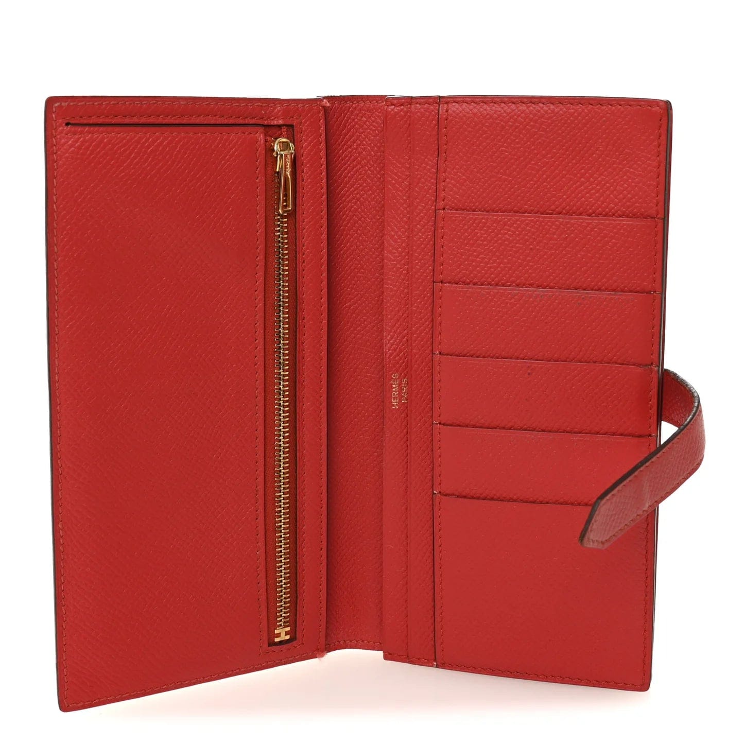Hermès Béarn Wallet 17 in Rouge Epsom Calfskin Leather with Gold Hardware