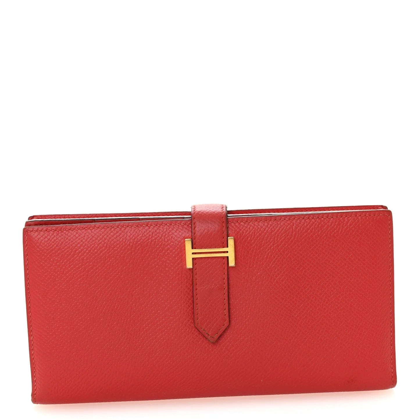 Hermès Béarn Wallet 17 in Rouge Epsom Calfskin Leather with Gold Hardware