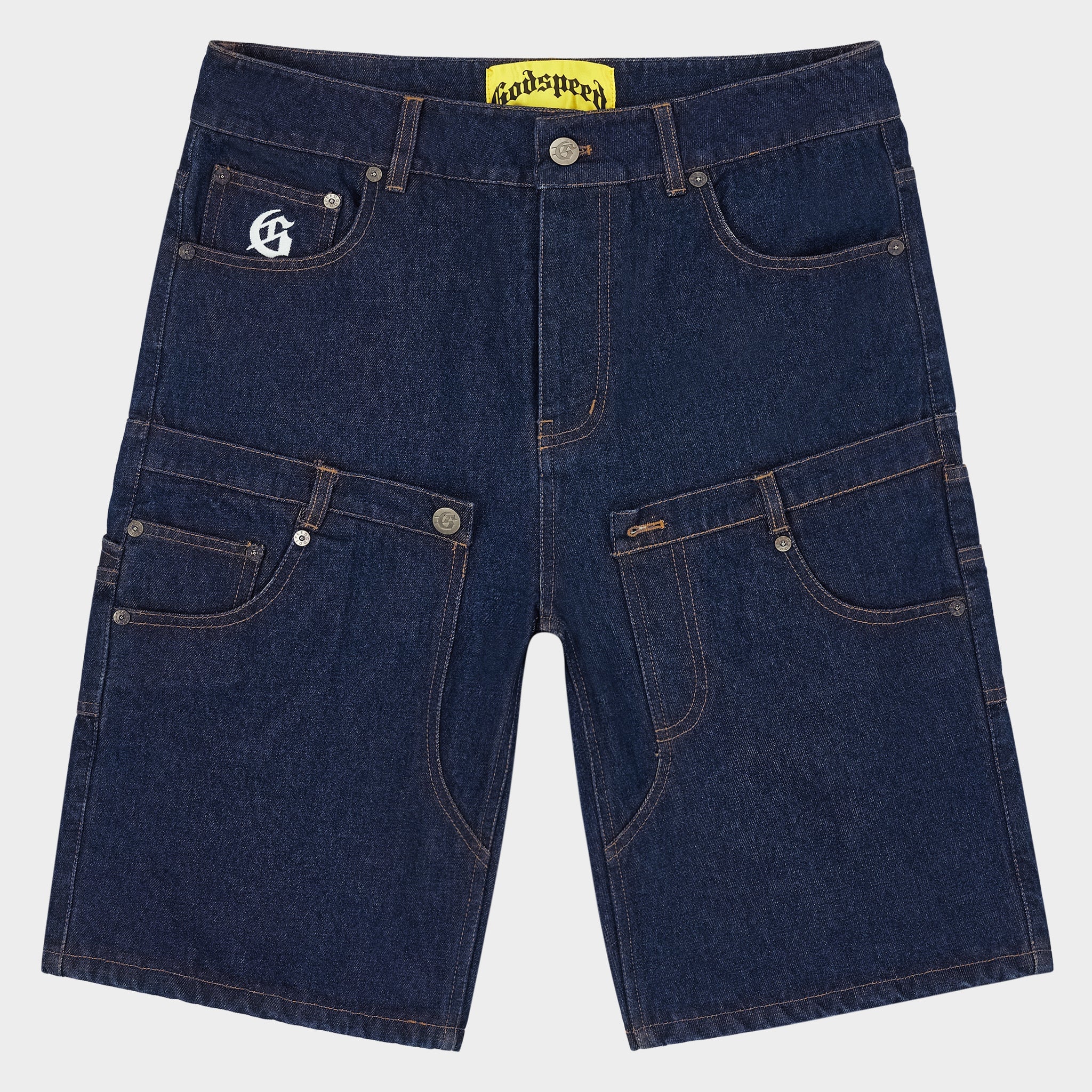 Godspeed Twin Panel Denim Shorts Raw Blue