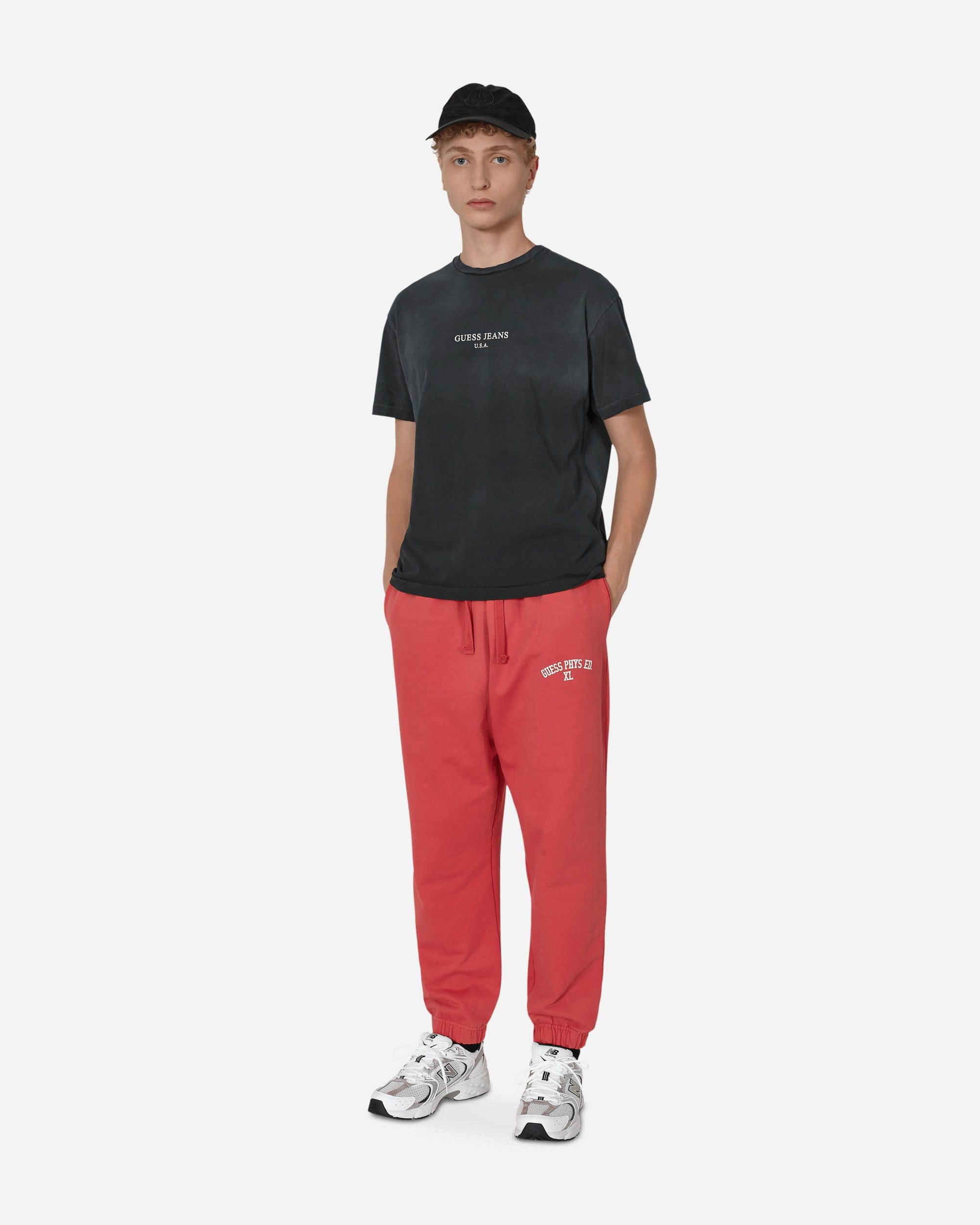 GUESS USA Washed Terry Sweatpants Red