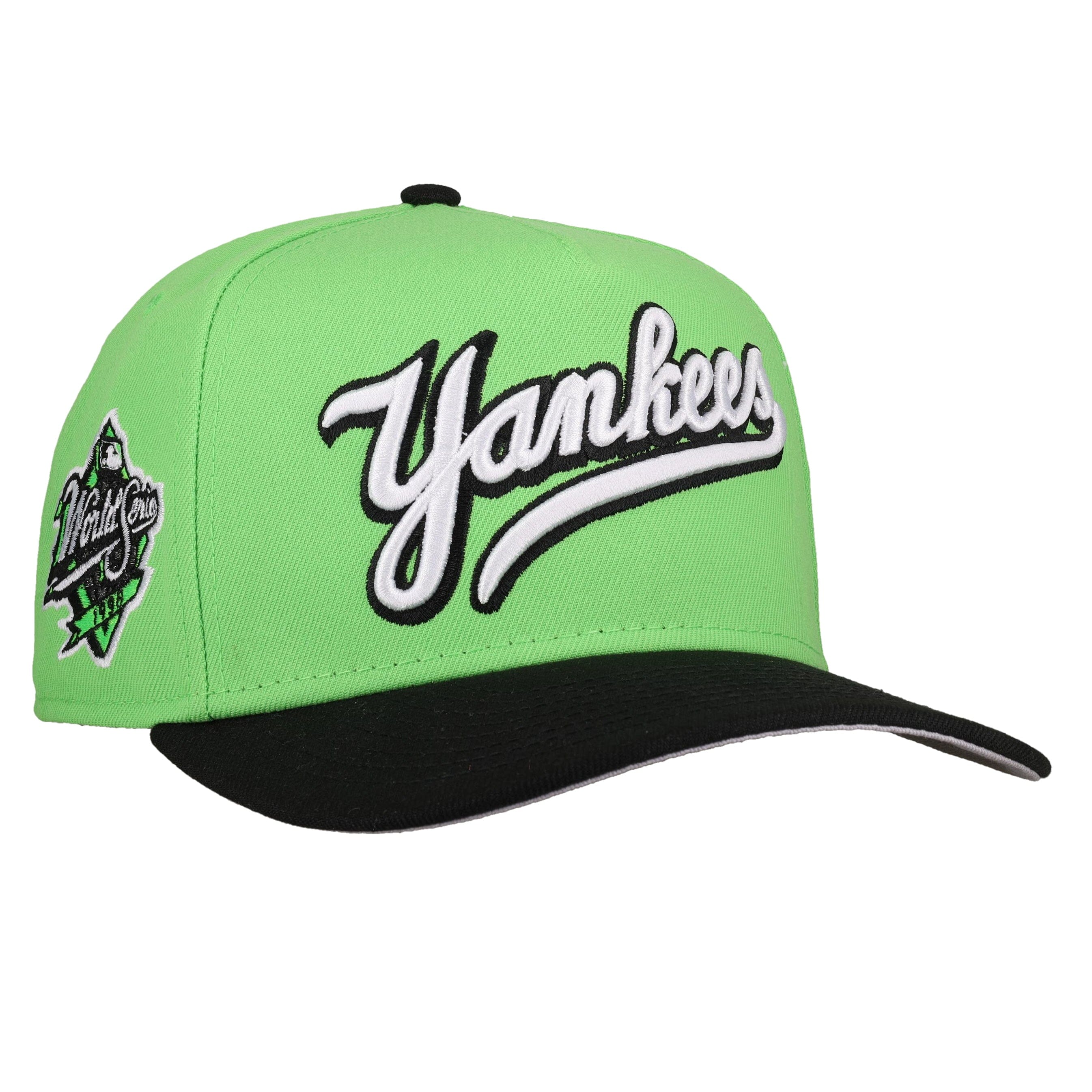 New York Yankees 1998 World Series Script Lime Green 9Fifty A Frame Snapback Hat