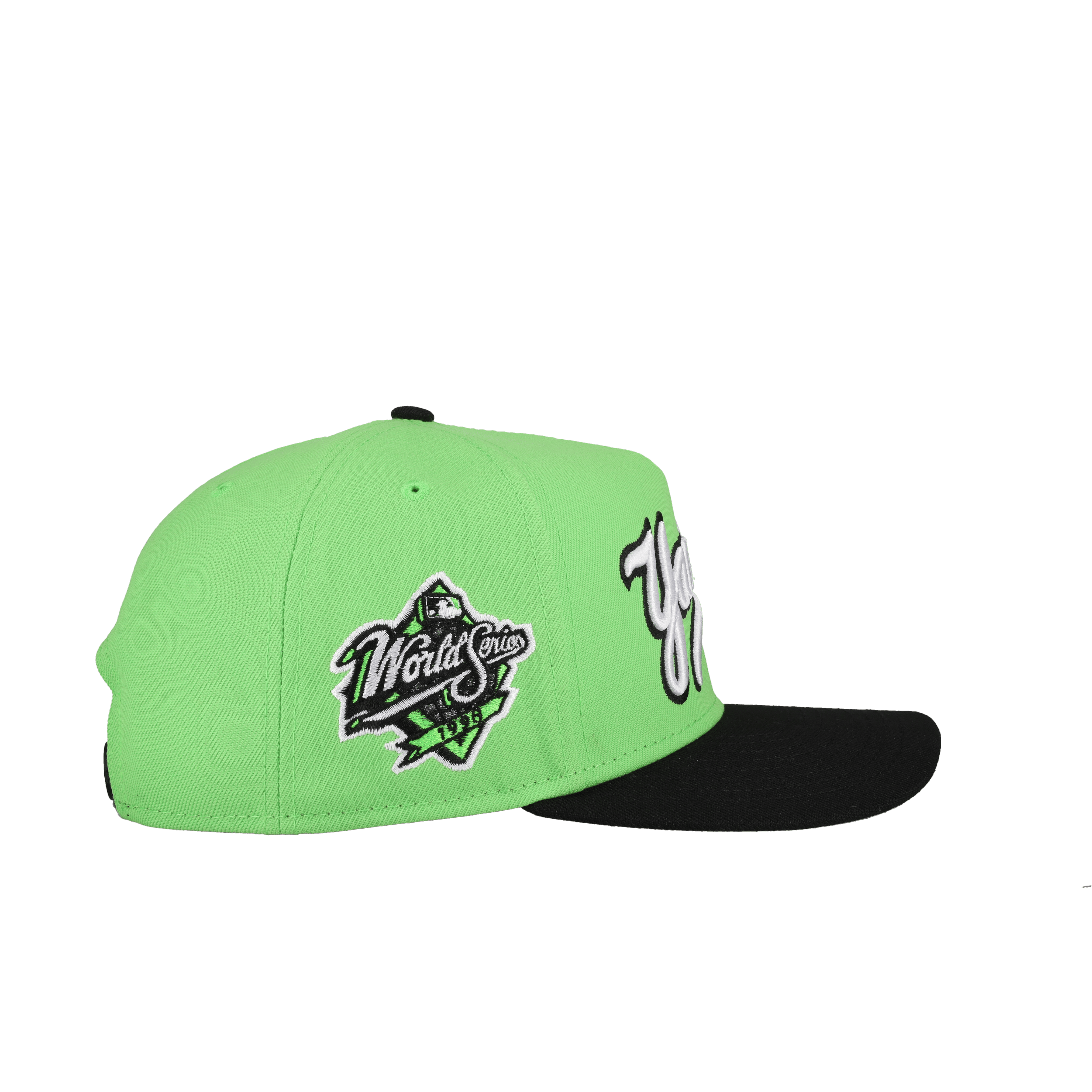 New York Yankees 1998 World Series Script Lime Green 9Fifty A Frame Snapback Hat
