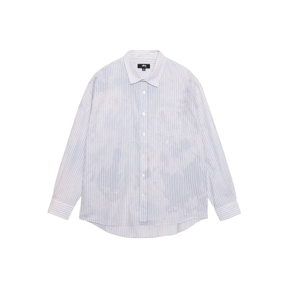 Stüssy Classic LS Shirt Bleached Poplin - Blue