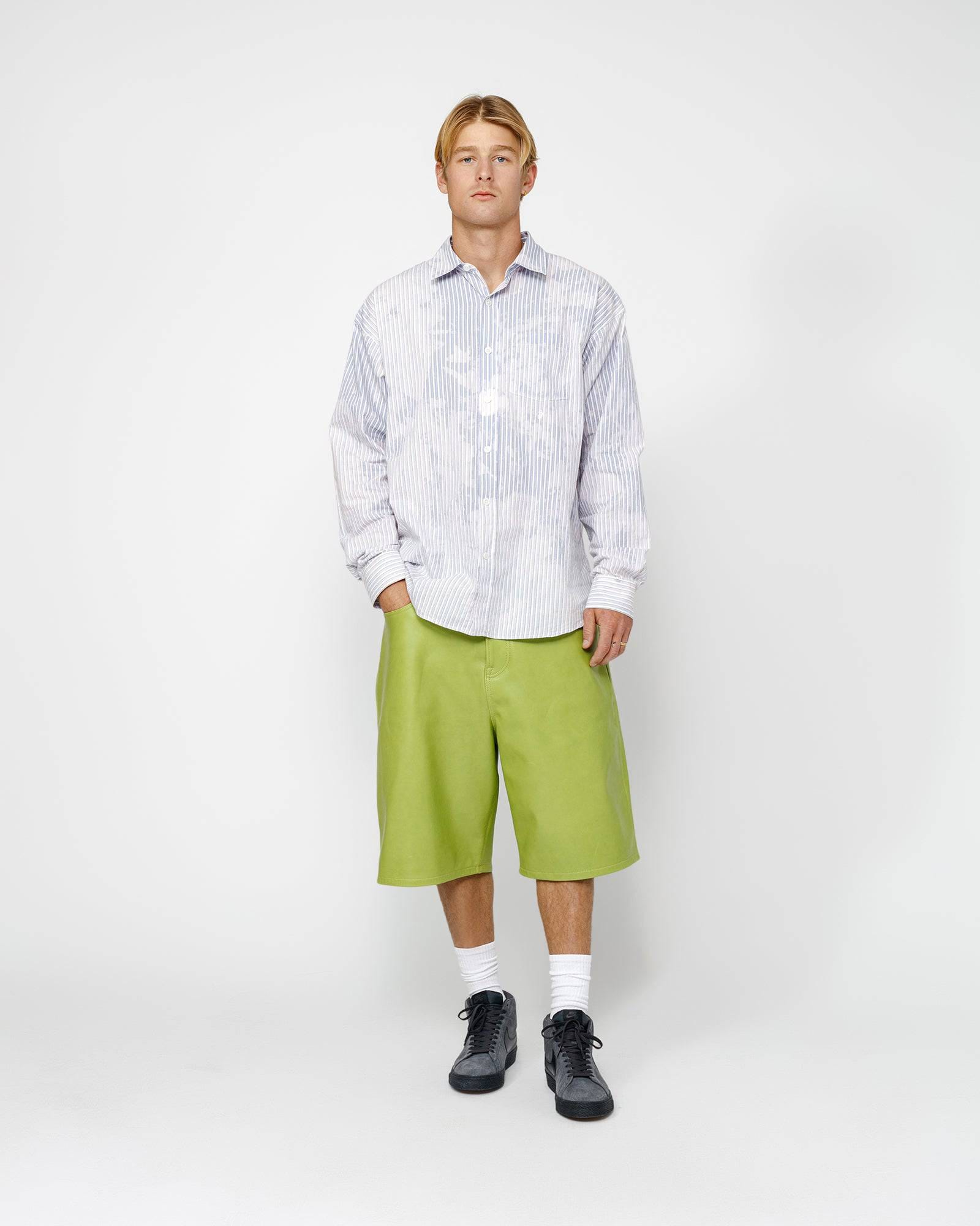 Stüssy Classic LS Shirt Bleached Poplin - Blue