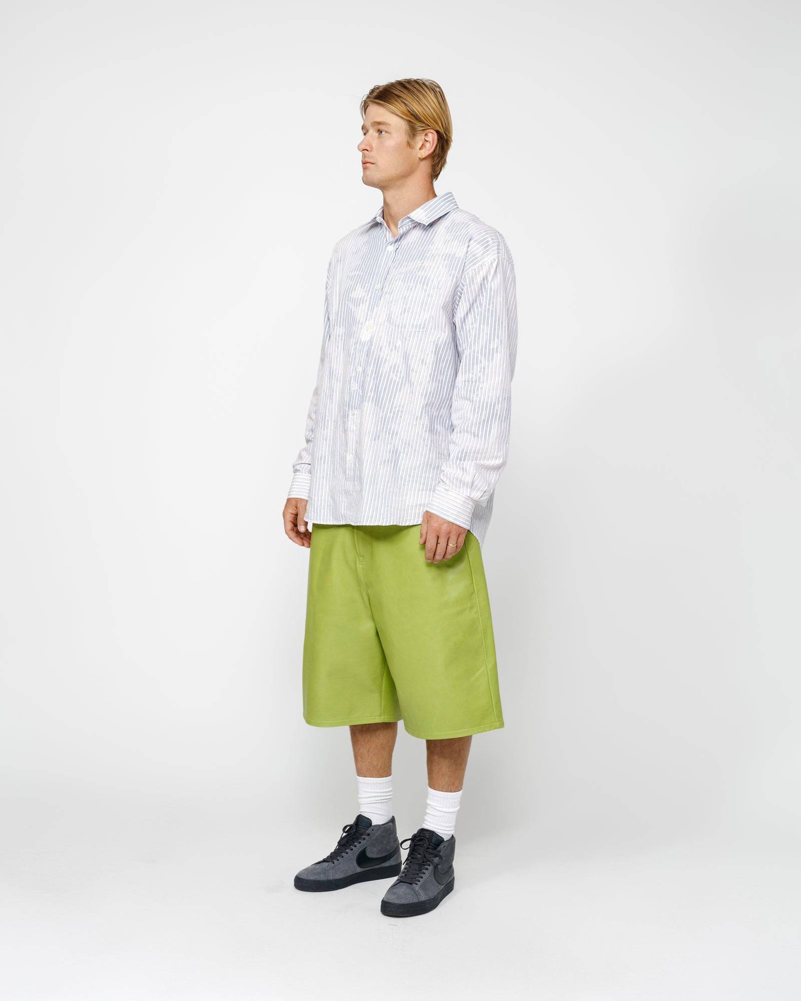 Stüssy Classic LS Shirt Bleached Poplin - Blue