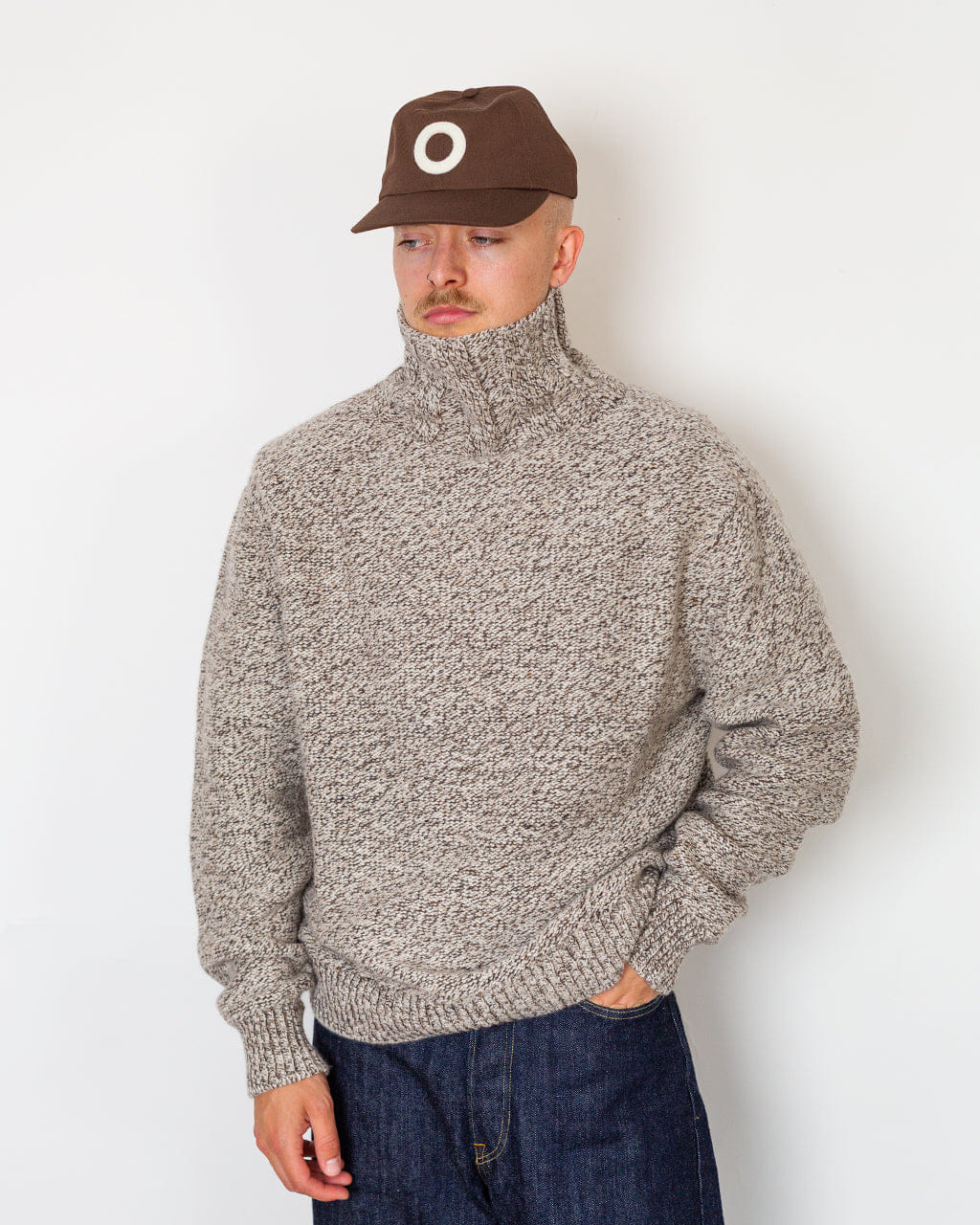 Inis Meáin 100% Cashmere RN Sweater - Brown Mix