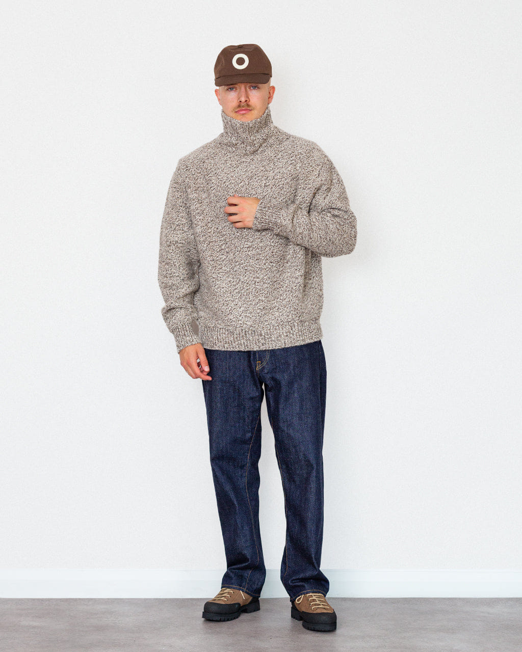 Inis Meáin 100% Cashmere RN Sweater - Brown Mix