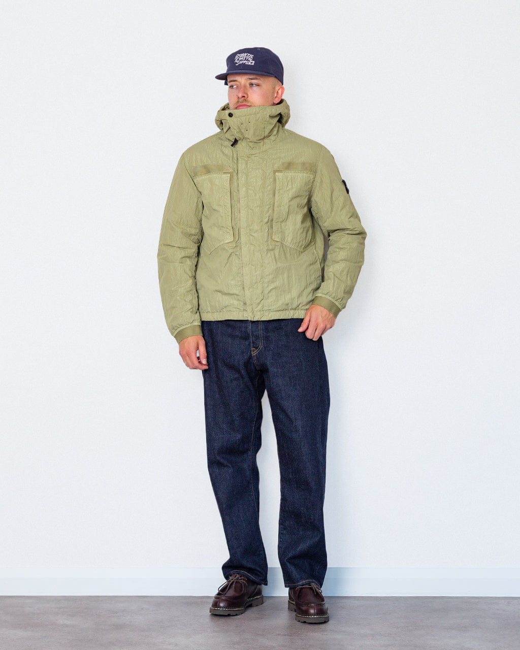 Stone Island Warp Rib Nylon-TC Short Parka - Laurel Green V005N