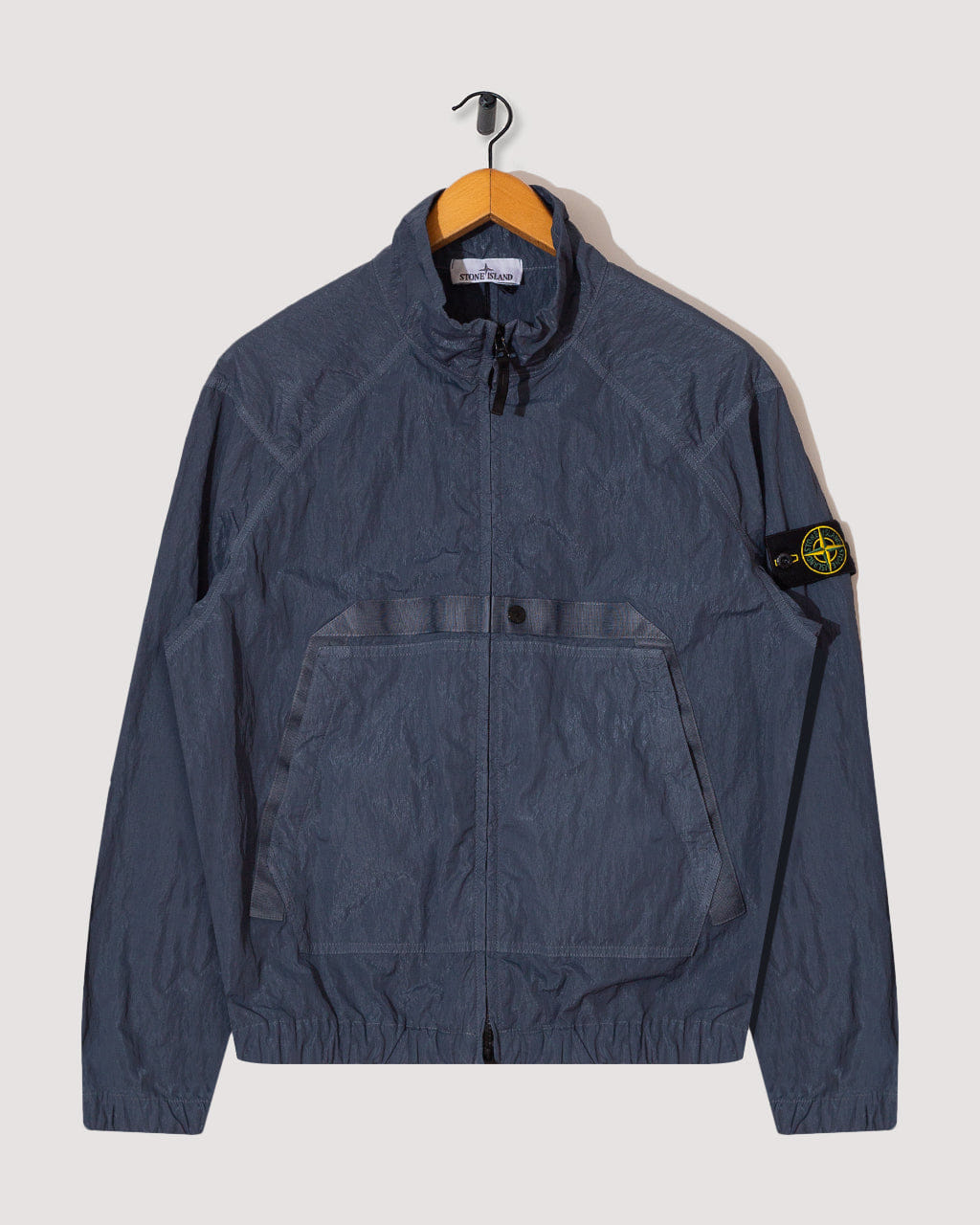 Stone Island Warp Rib Nylon-TC Hi Collar Jacket - Slate Blue V002E