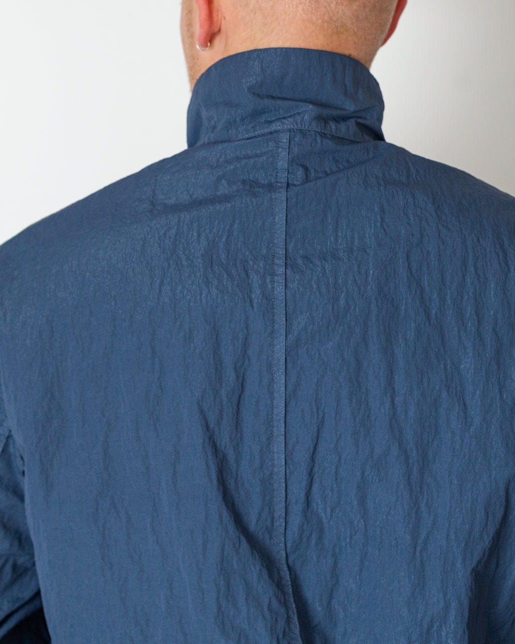 Stone Island Warp Rib Nylon-TC Hi Collar Jacket - Slate Blue V002E