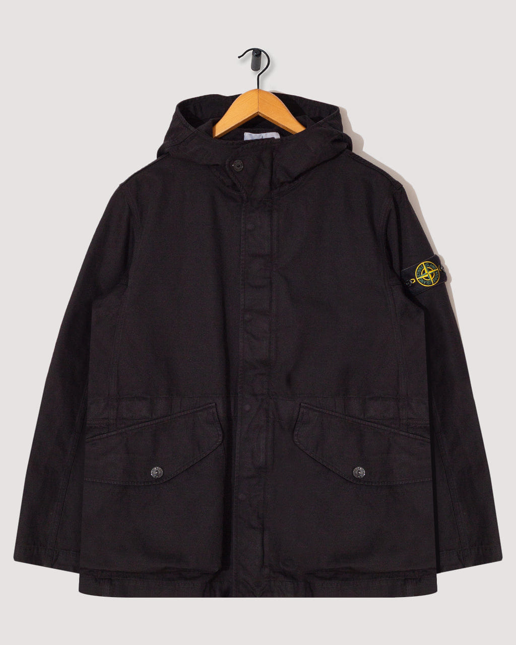 Stone Island Cotton Linen Drill Short Parka - Black V0029