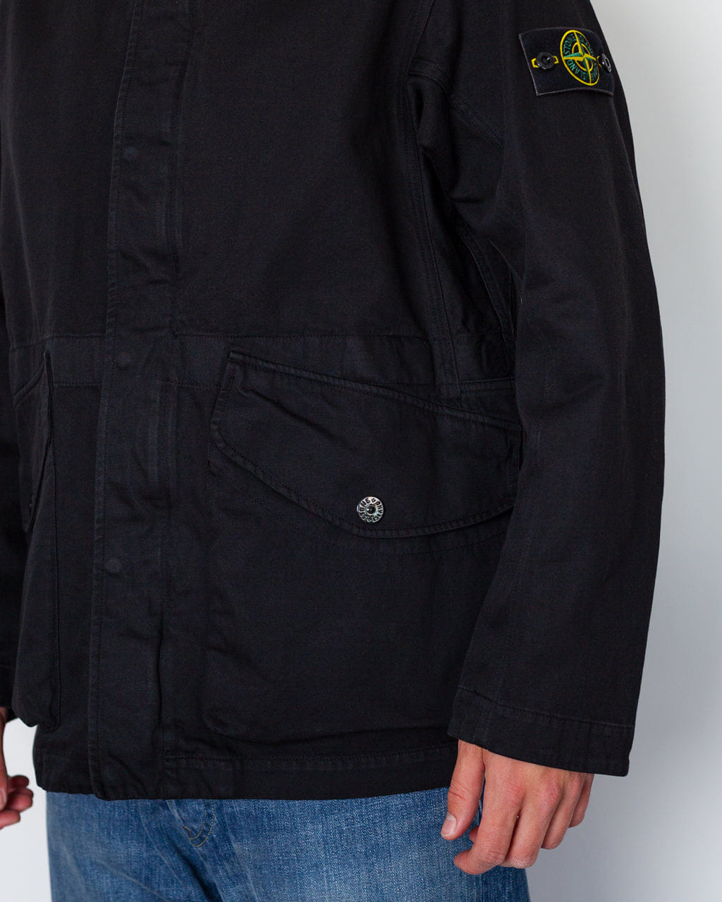 Stone Island Cotton Linen Drill Short Parka - Black V0029