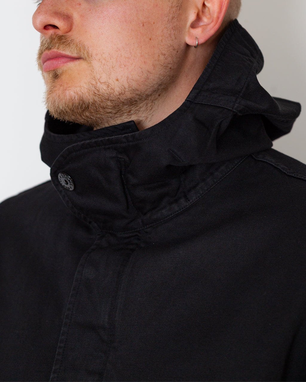 Stone Island Cotton Linen Drill Short Parka - Black V0029