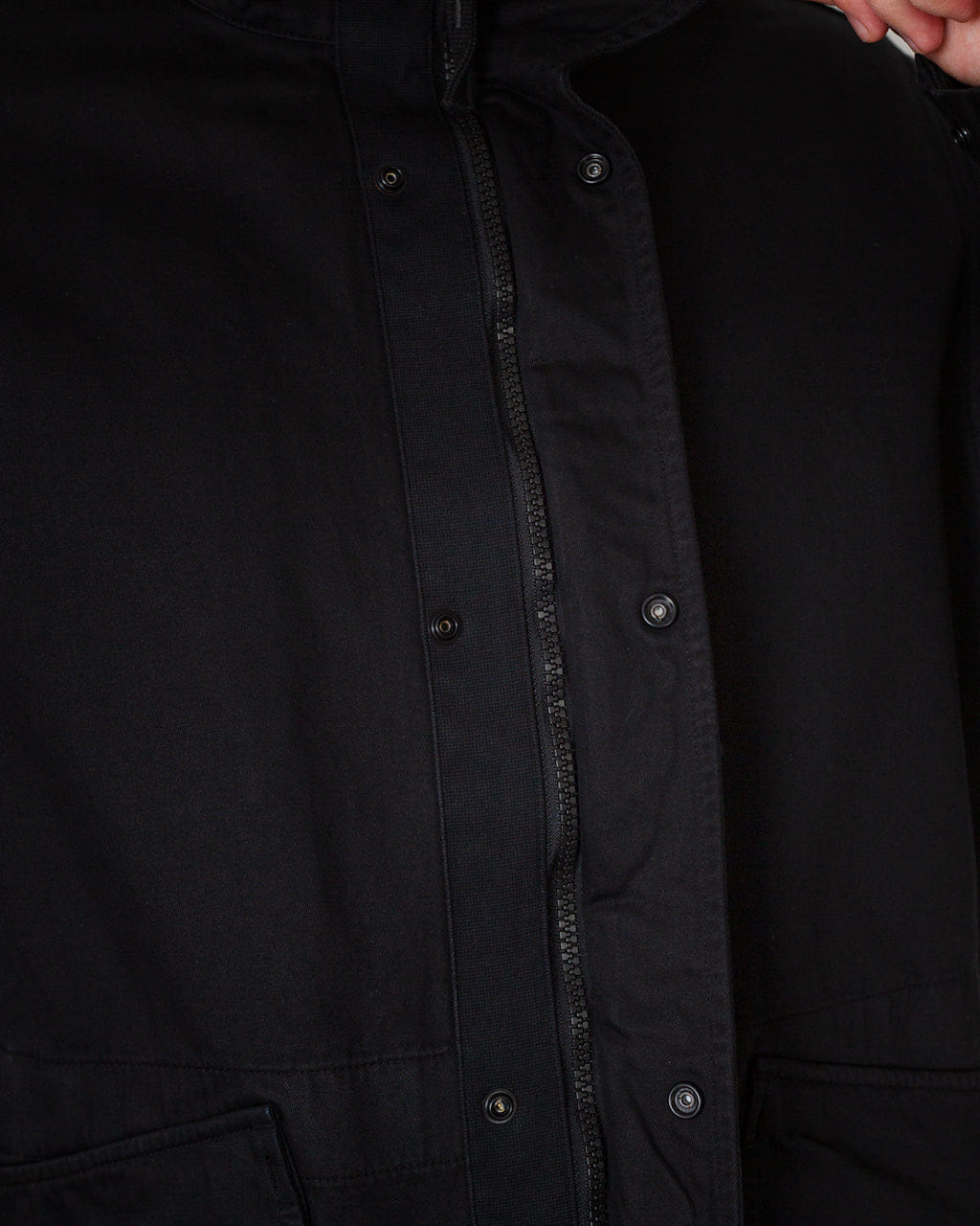 Stone Island Cotton Linen Drill Short Parka - Black V0029