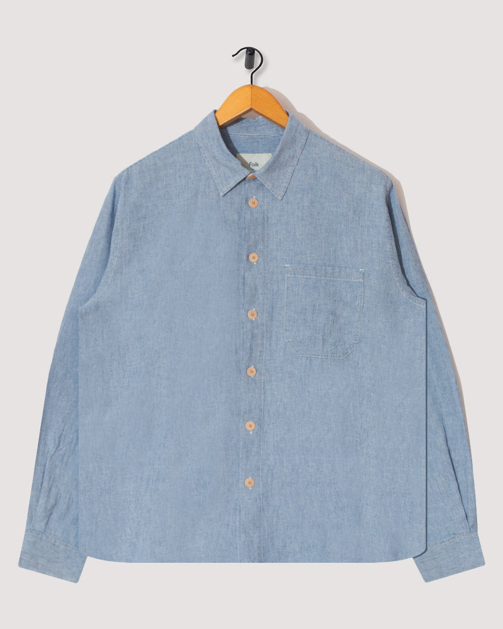 Folk Easy Fit Shirt - Washed Indigo Stripe
