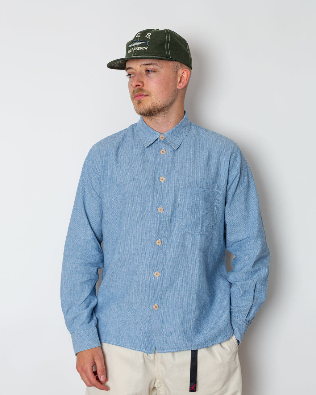 Folk Easy Fit Shirt - Washed Indigo Stripe