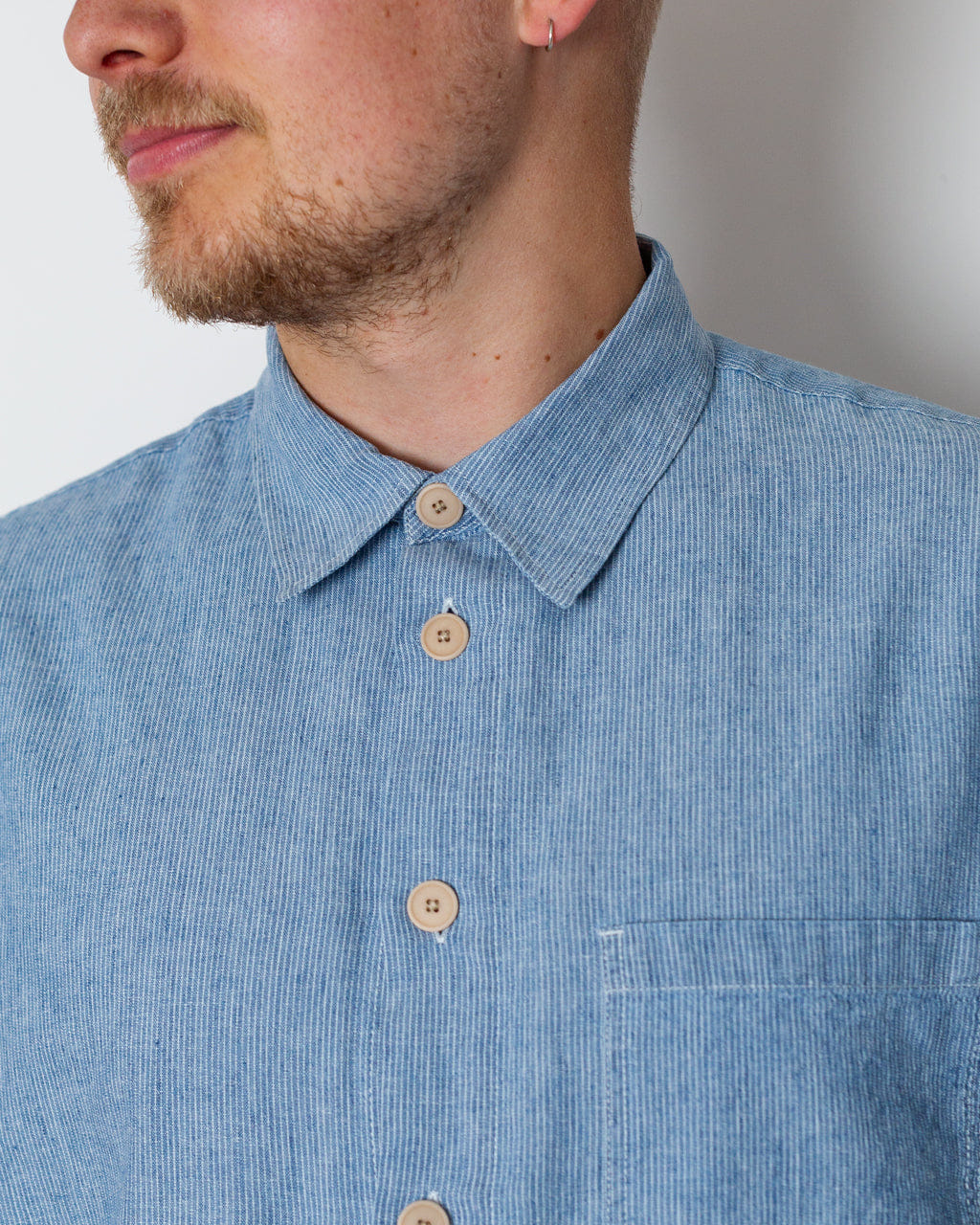Folk Easy Fit Shirt - Washed Indigo Stripe