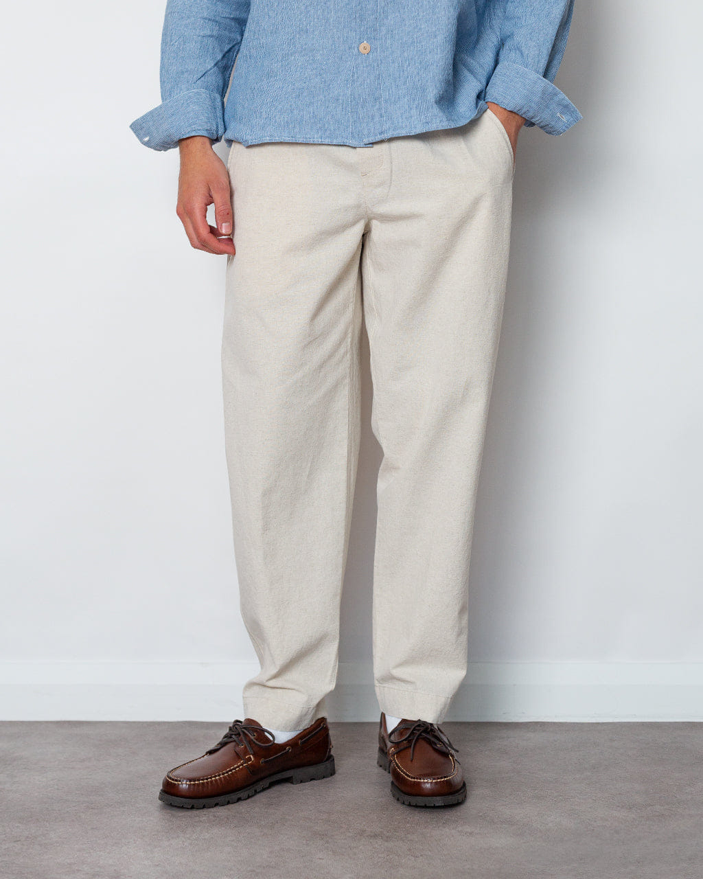 Folk Drawcord Assembly Pant - Natural Linen Cotton Canvas