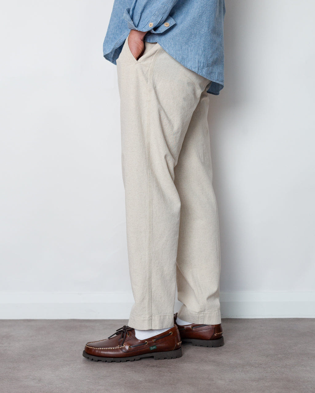Folk Drawcord Assembly Pant - Natural Linen Cotton Canvas