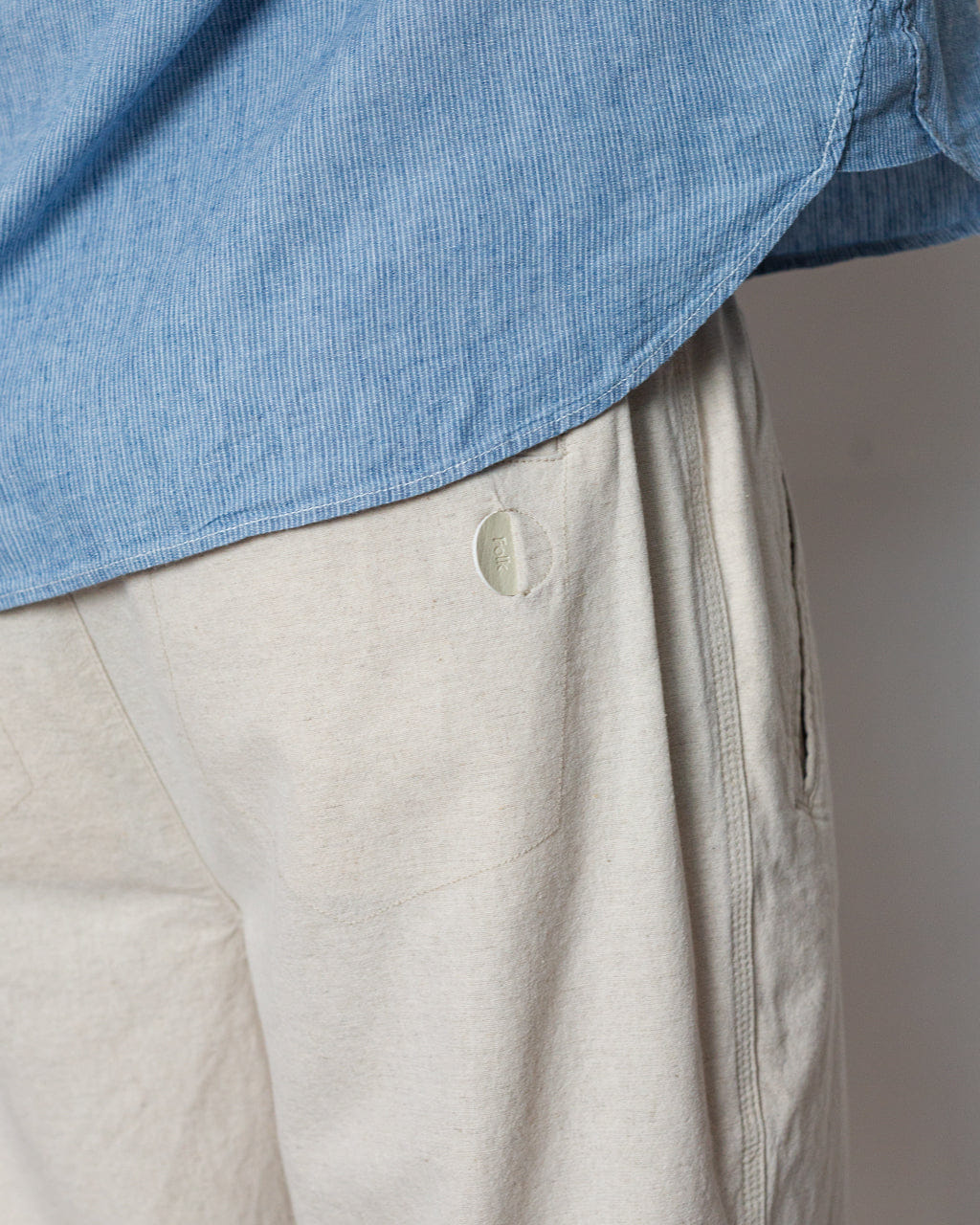 Folk Drawcord Assembly Pant - Natural Linen Cotton Canvas
