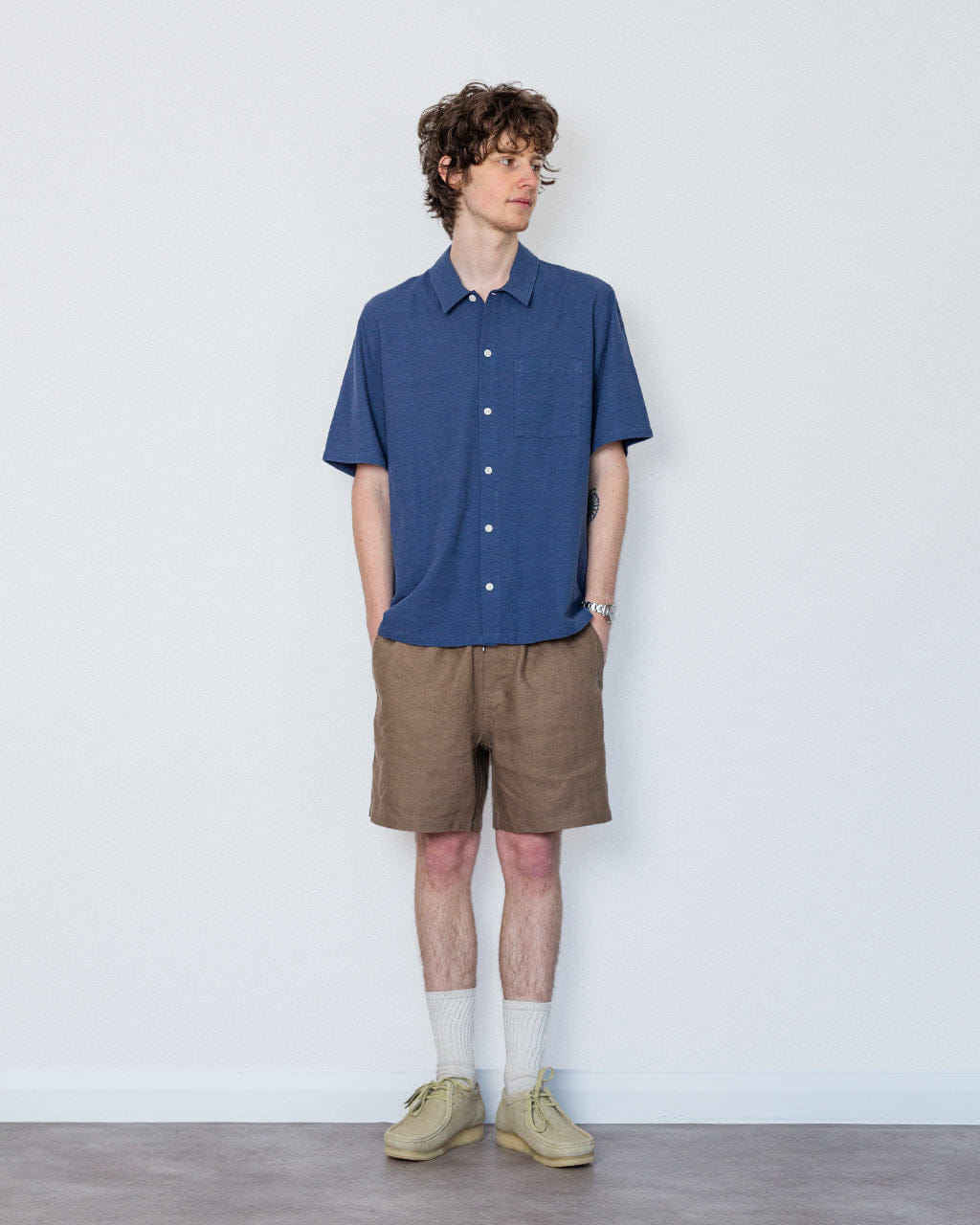 Folk Gabe Shirt - Soft Navy