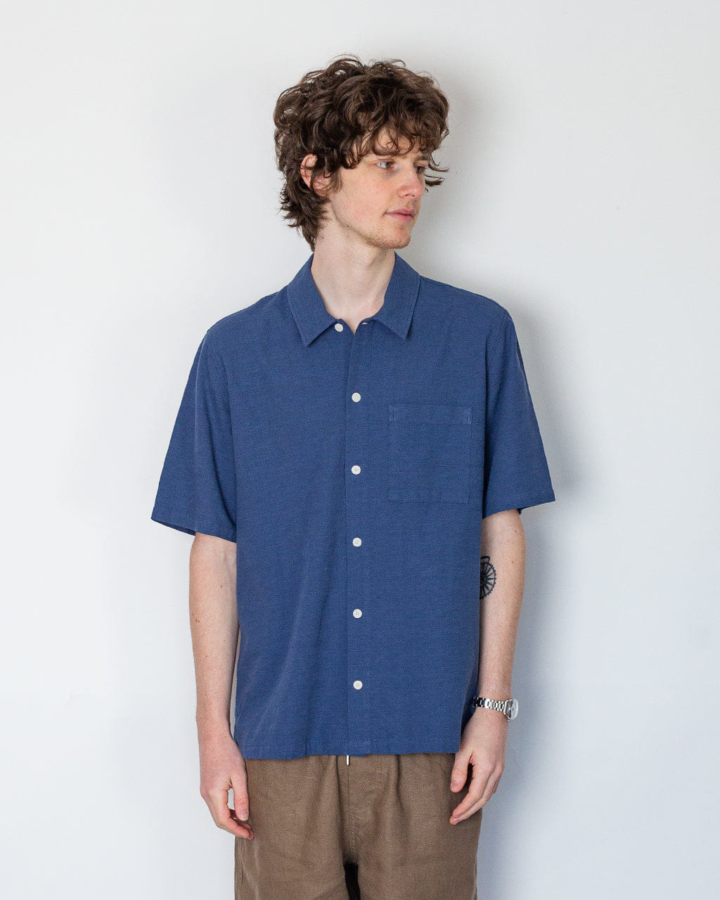 Folk Gabe Shirt - Soft Navy