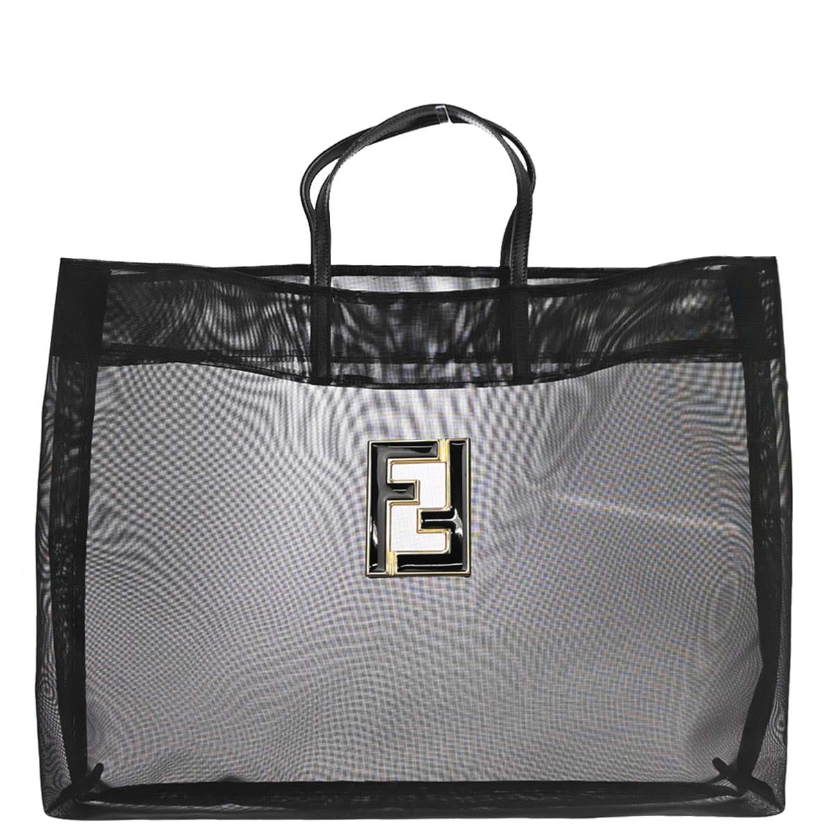 Fendi Black Nylon Mesh Tote Handbag